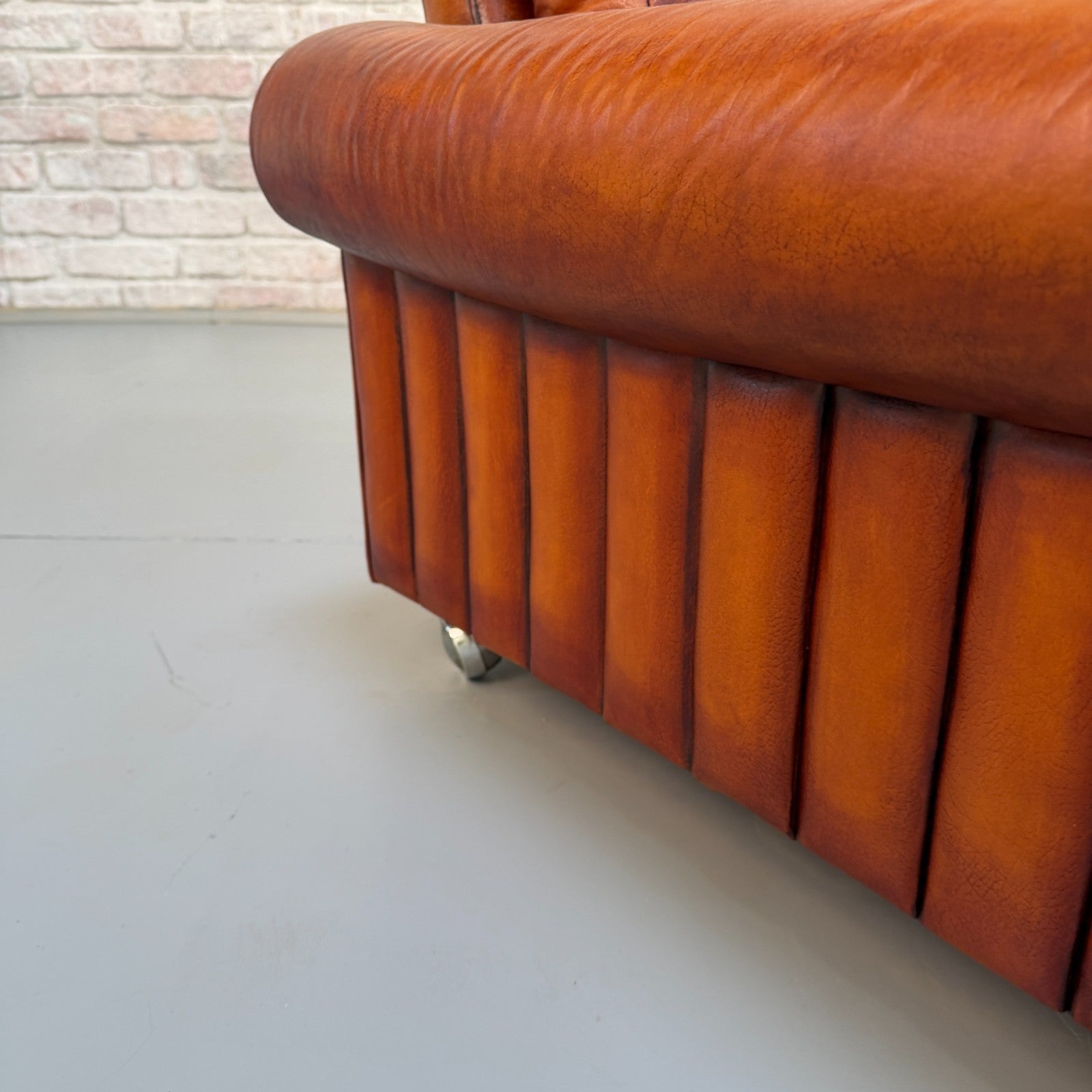 Vintage Danish Tan Leather Armchair – Hand Dyed