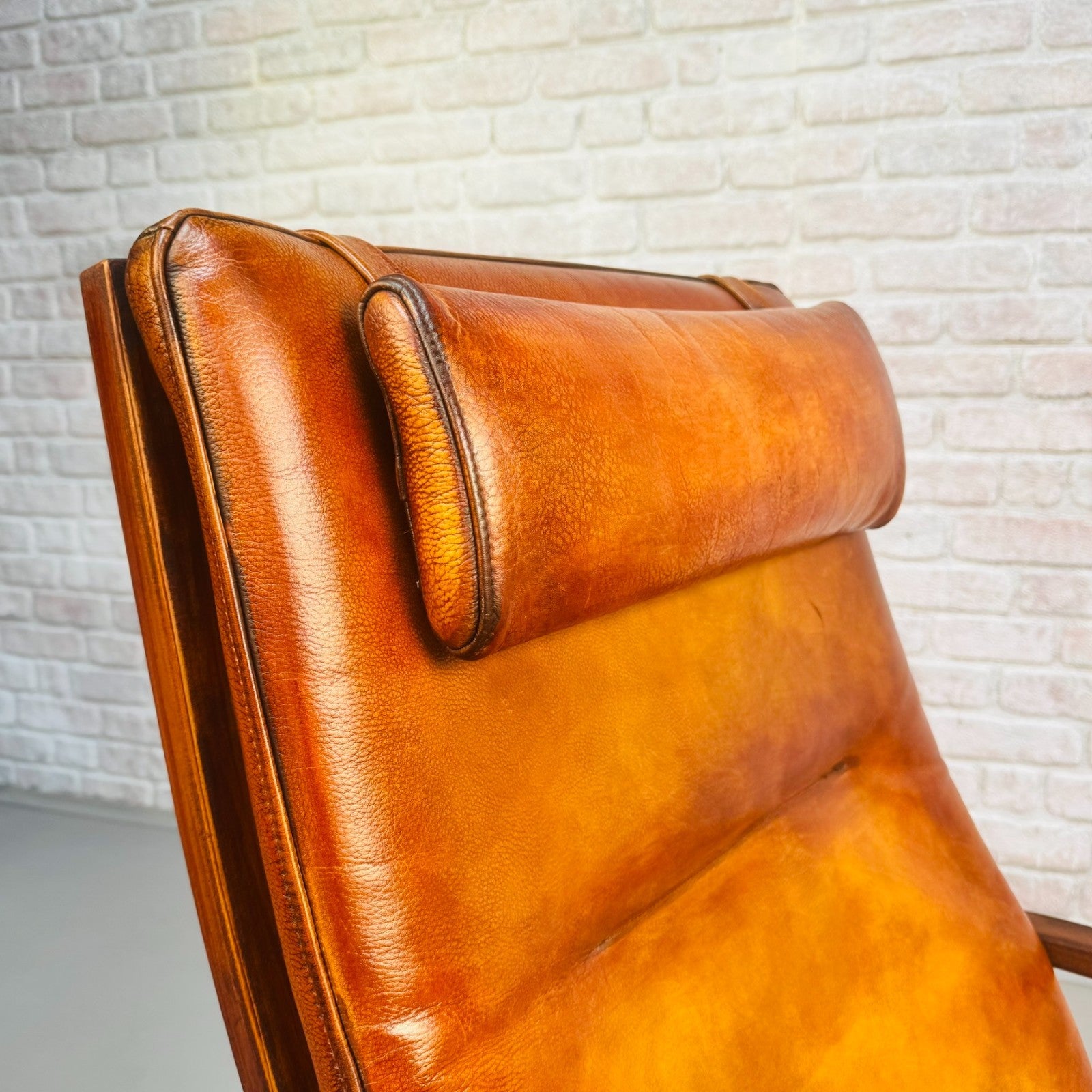 Vintage Danish Mogens Hansen Tan Leather Easy Chair & Footstool