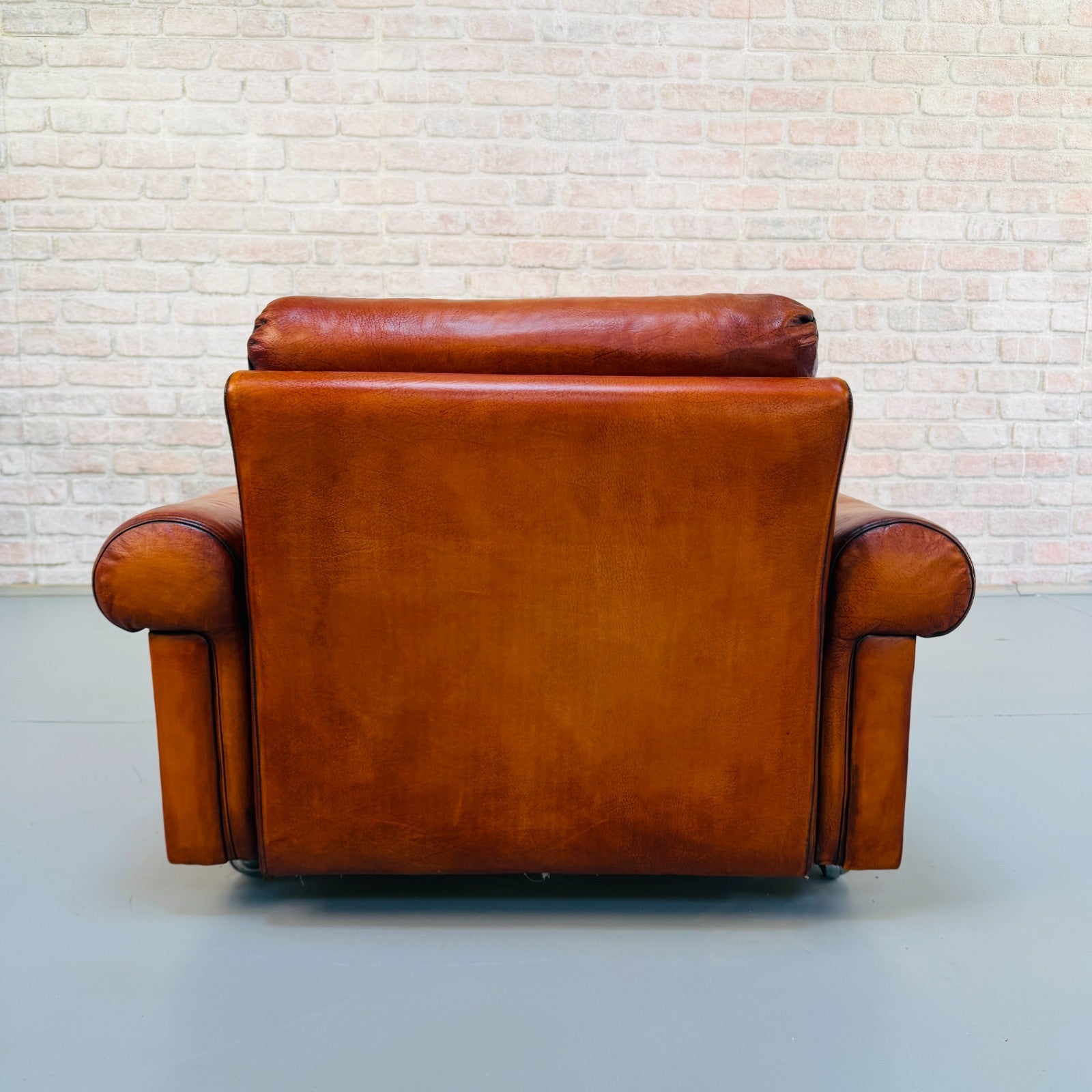 Vintage Danish Tan Leather Armchair – Hand Dyed