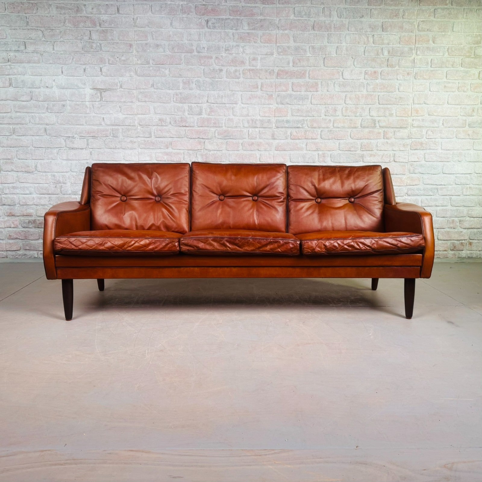 1970s Danish Svend Skippers Tan Leather Sofa – Sleek