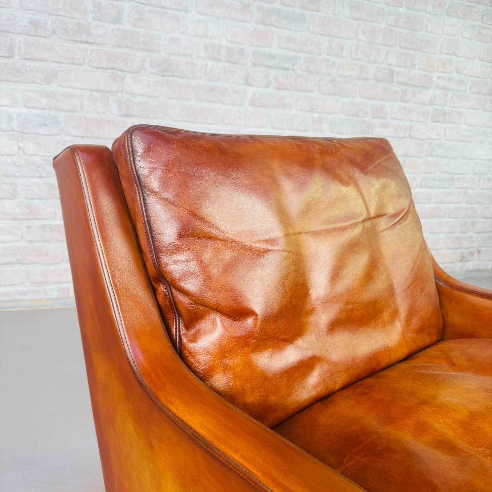 Vintage Danish 1970s Thams Kvalitet Tan Leather Chair