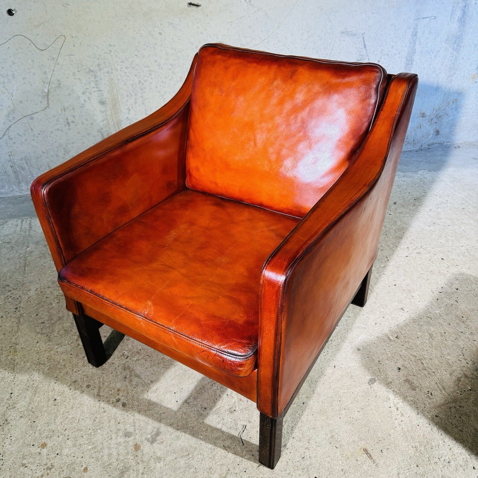 Fantastic 1970s Vintage Danish Cognac Leather Armchair & Footstool