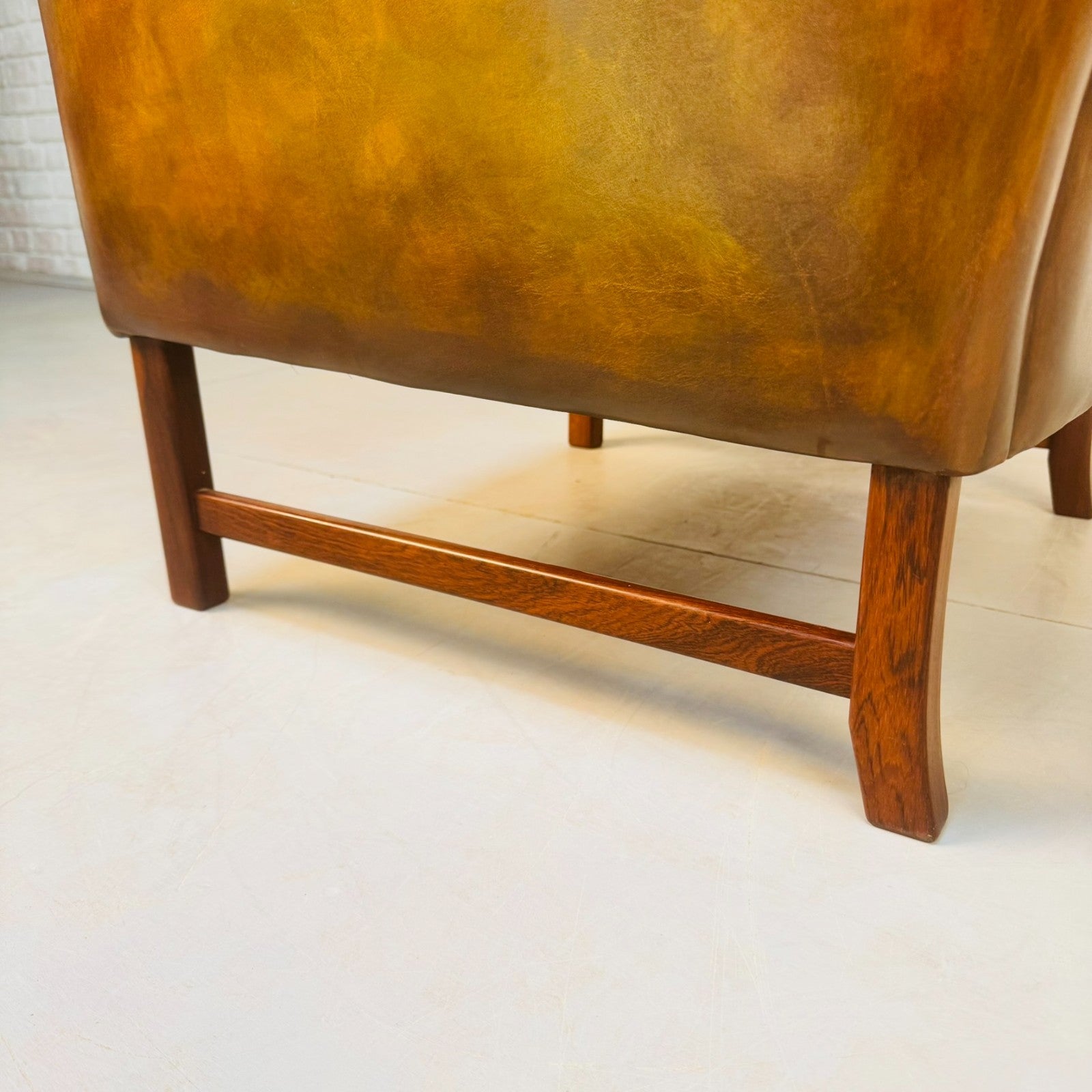 Vintage 1960s Fredrik Kayser Wingback Tan Leather Chair for Vatne Møbler