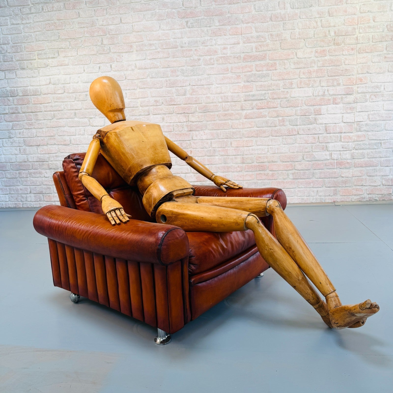 Vintage Danish Tan Leather Armchair – Hand Dyed