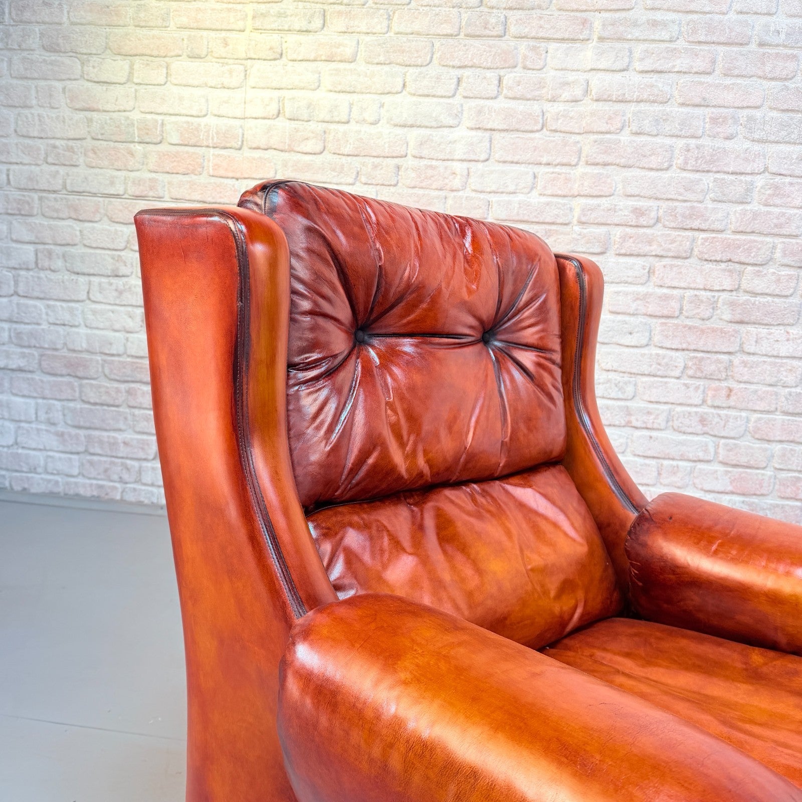 Pair of Mid-20th Century English Gimson & Slater Cognac Leather Armchairs