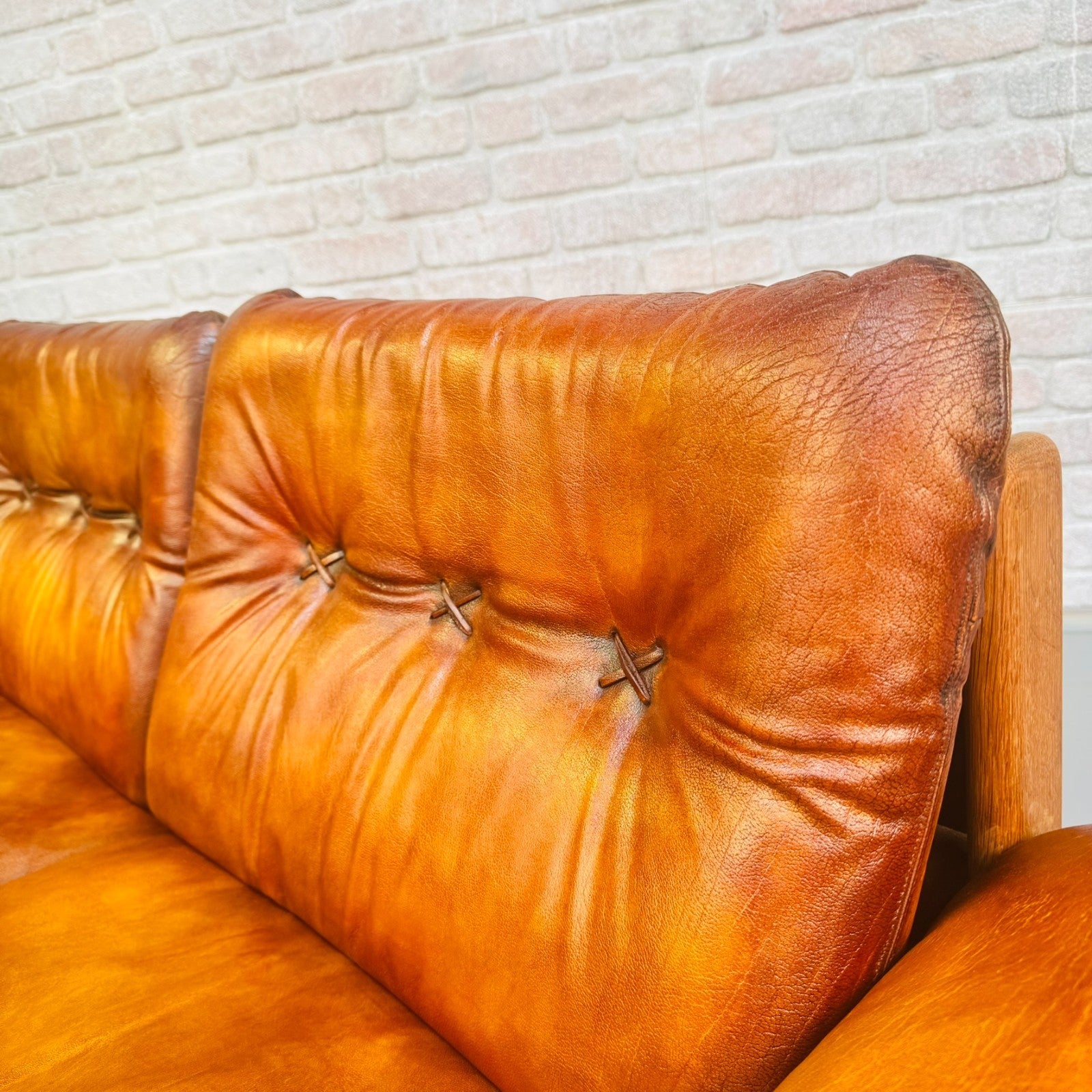 Vintage De Sede Two Seater Tan Leather Sofa