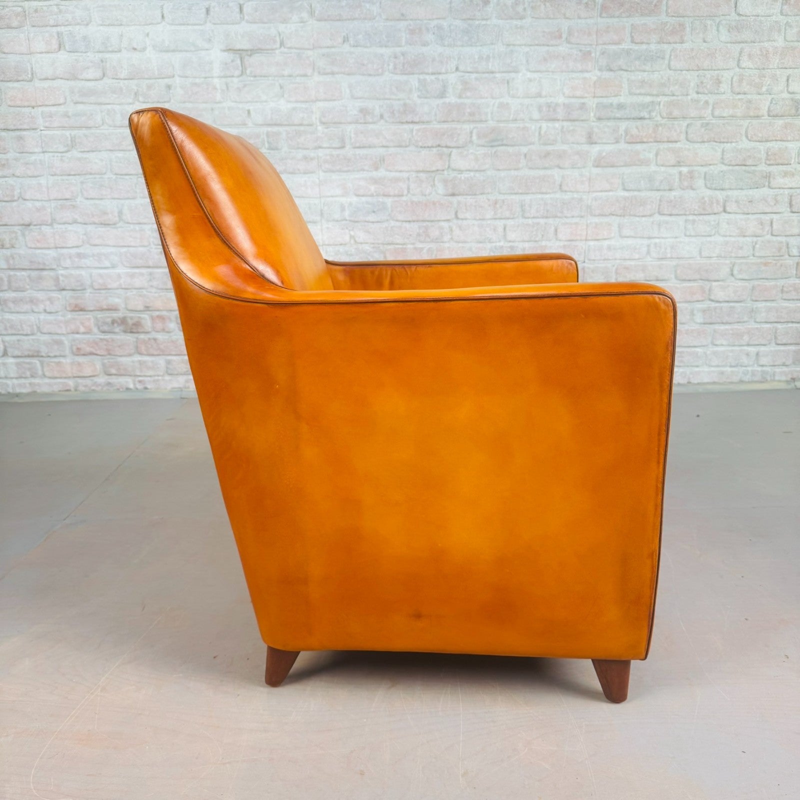 Vintage Light Tan Leather Armchair