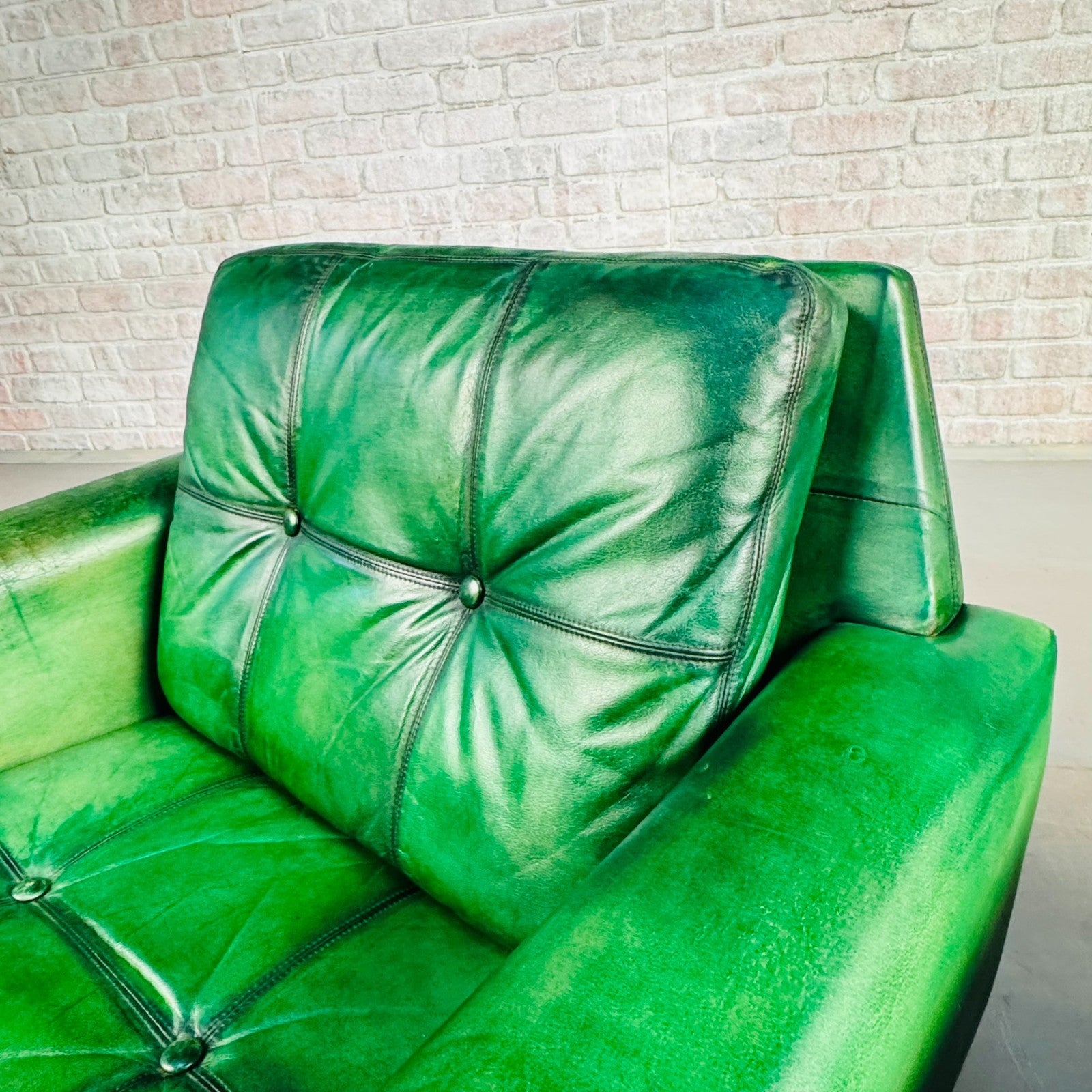 Vintage Danish Green Leather Pair of Armchairs by Svend Skipper