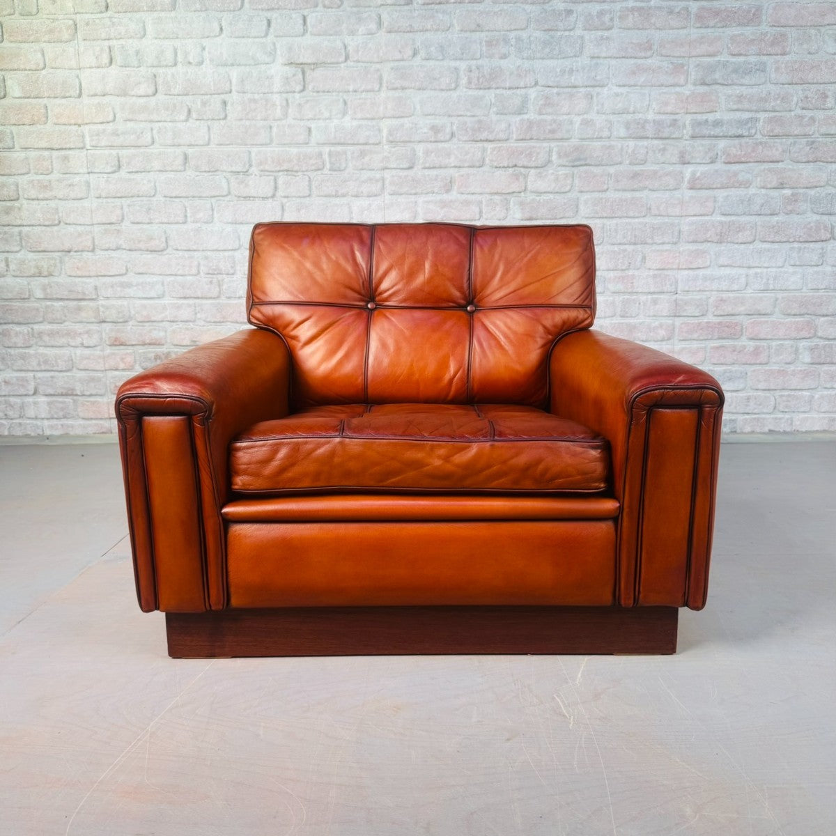 1970s Swedish Lounge Tan Leather Chair by Nelo