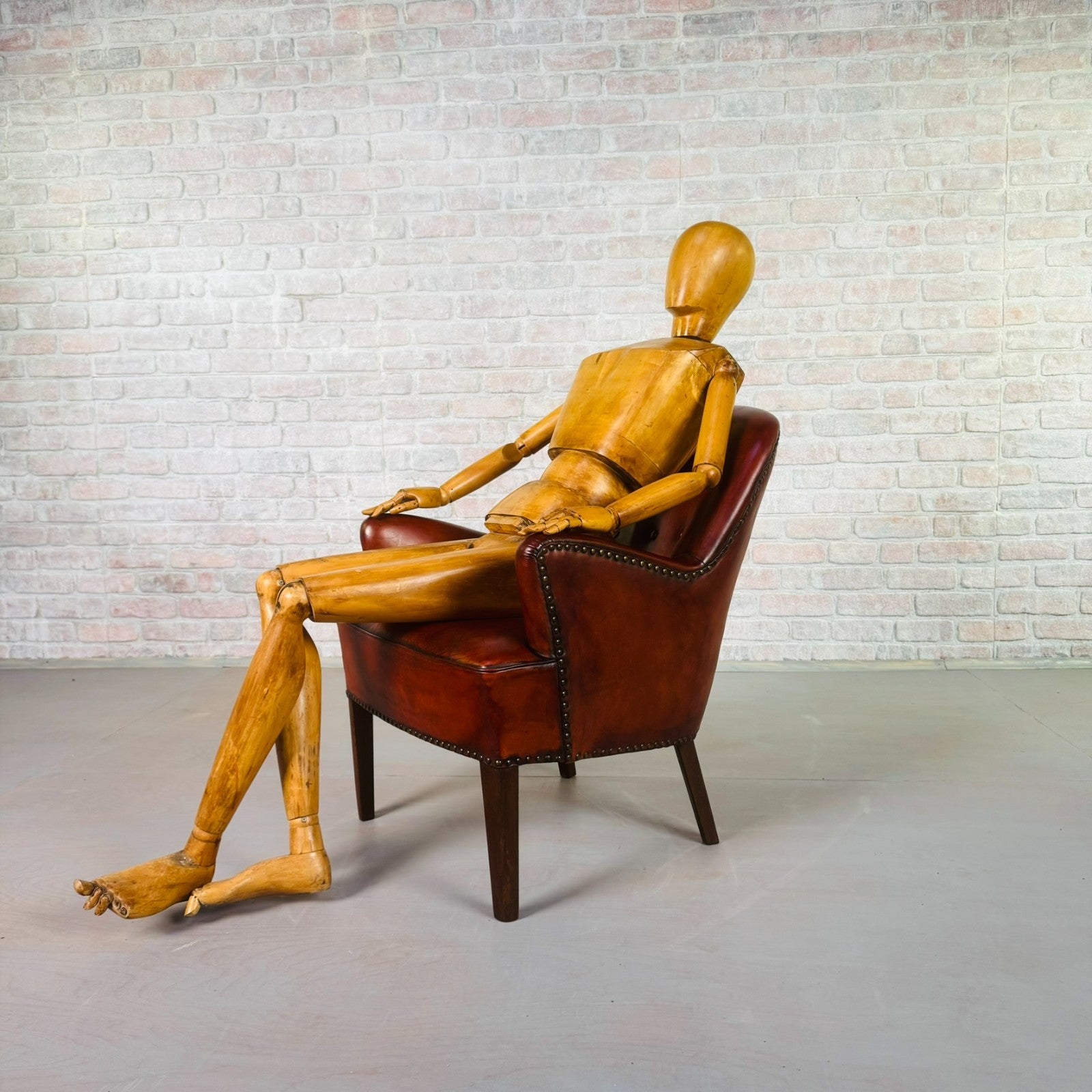 Neat Danish Vintage 1930s Leather Armchair – Hand-Dyed Chestnut Patina