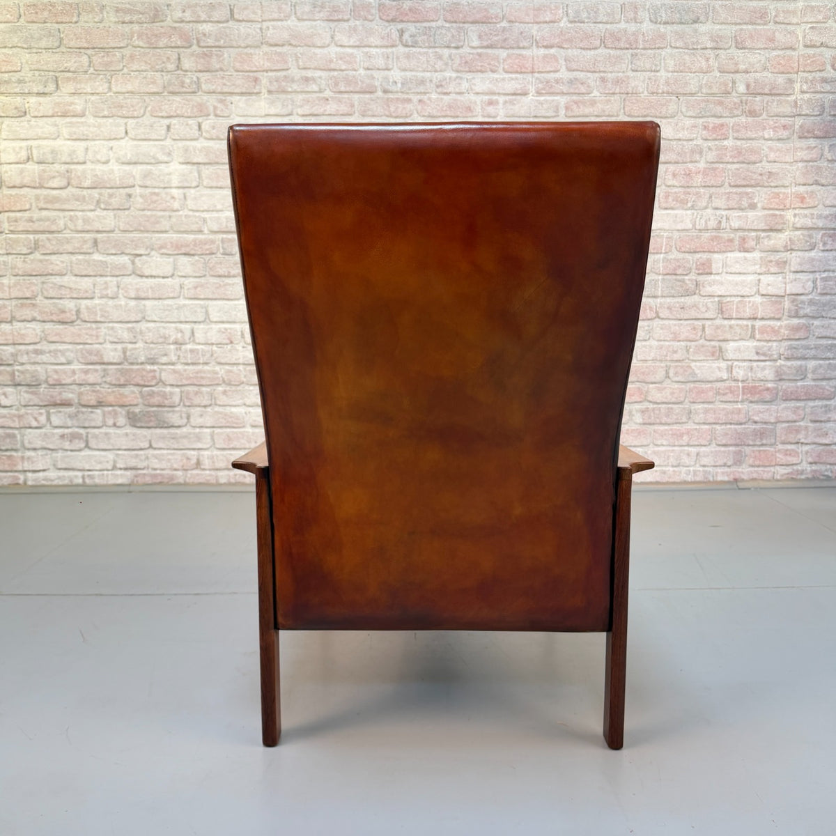 Vintage 1970s Danish Tan Leather High Back Armchair – RoseWood Frame