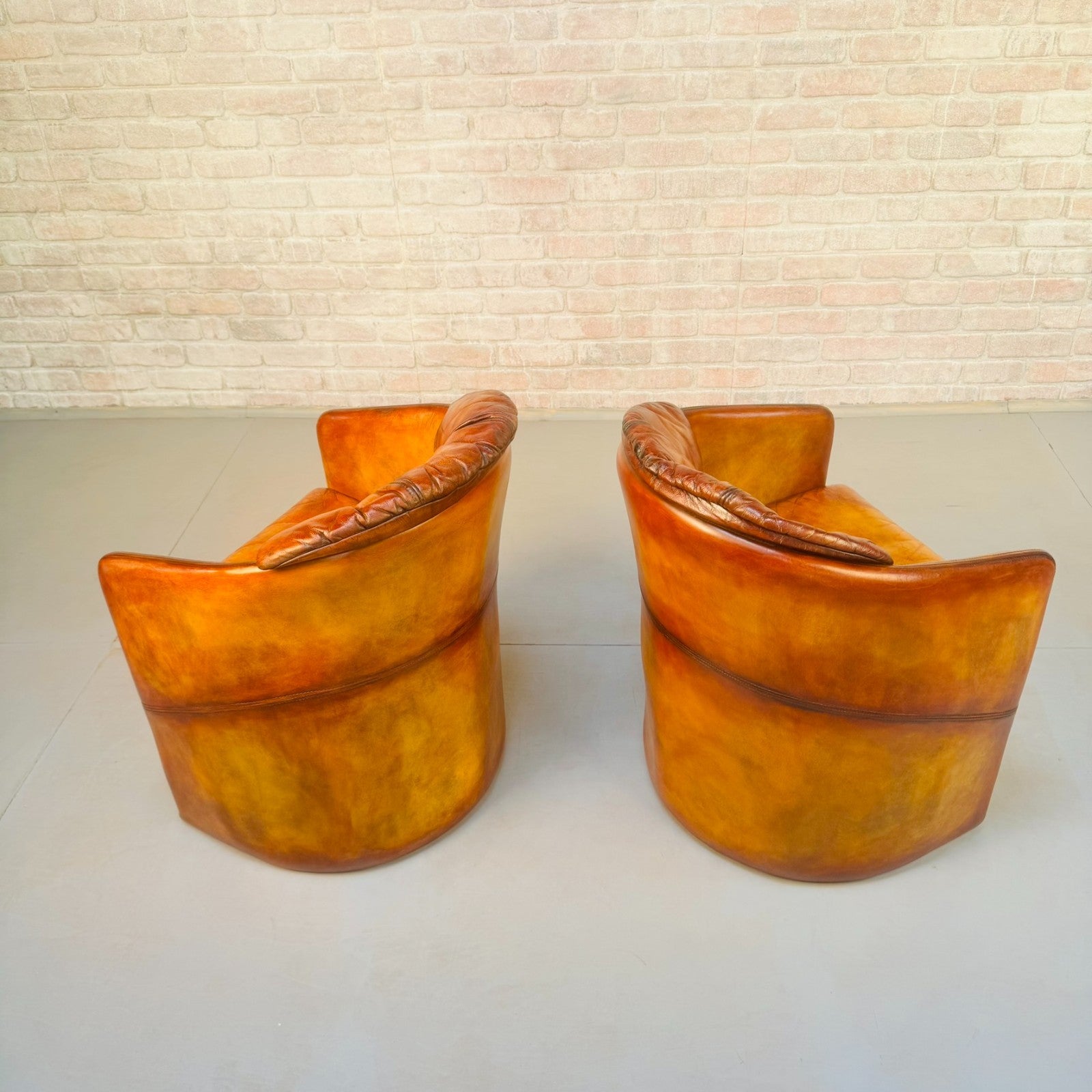 Pair of Vintage Danish Stouby Tub Chairs | Hand Dyed Tan Leather