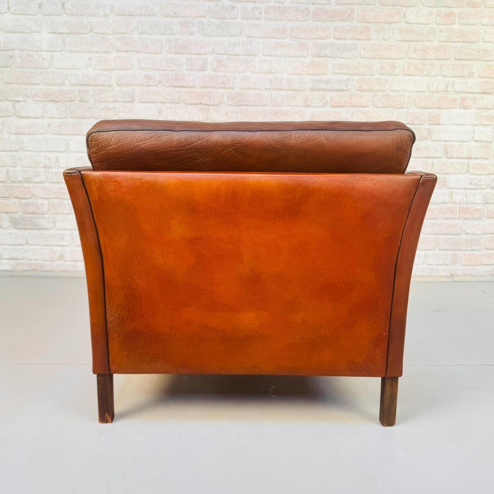 Vintage 1970s Danish Buffalo Leather Armchair | Hand Dyed Tan Leather