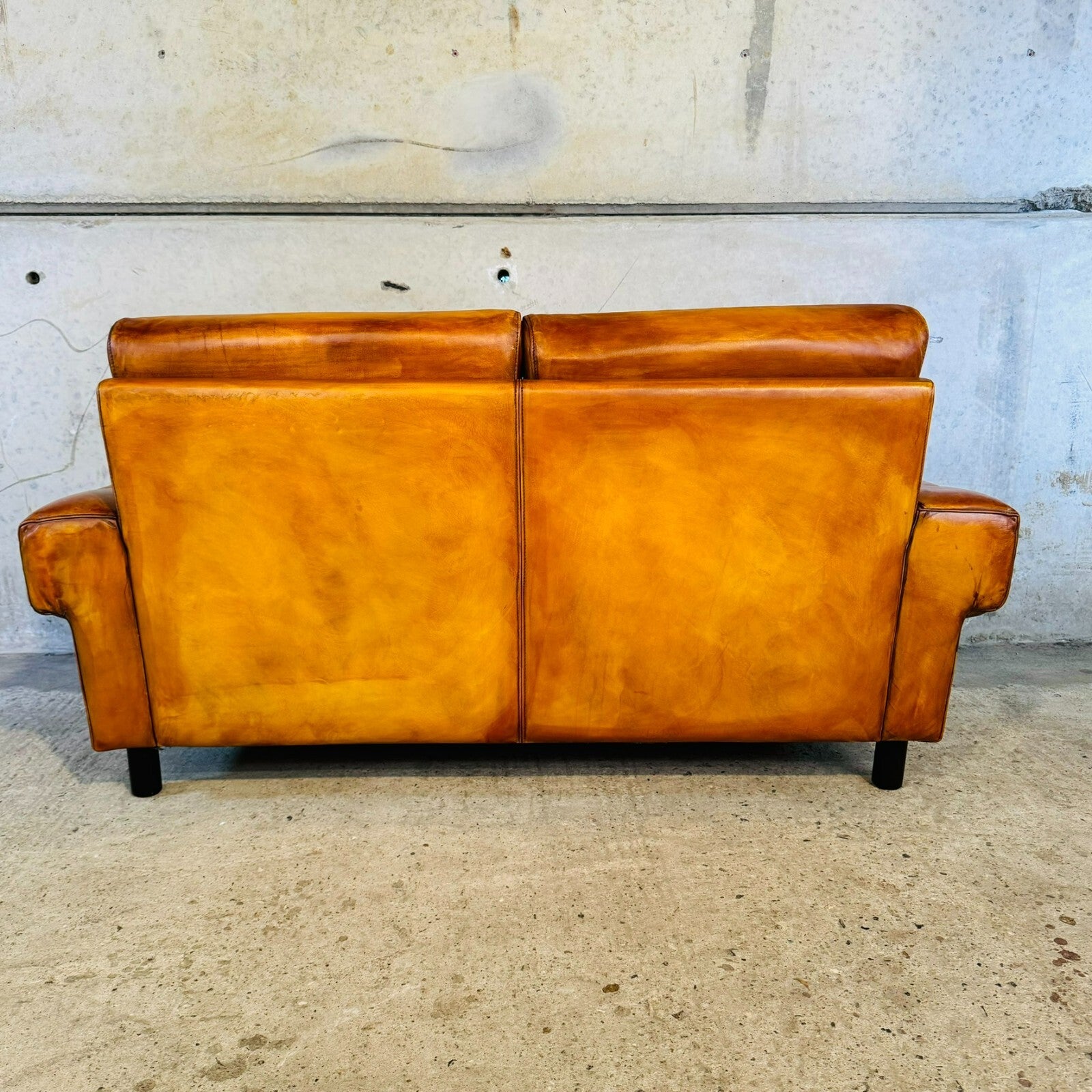 Vintage 1970s Danish Two-Seater Light Tan Leather Sofa – Timeless Design