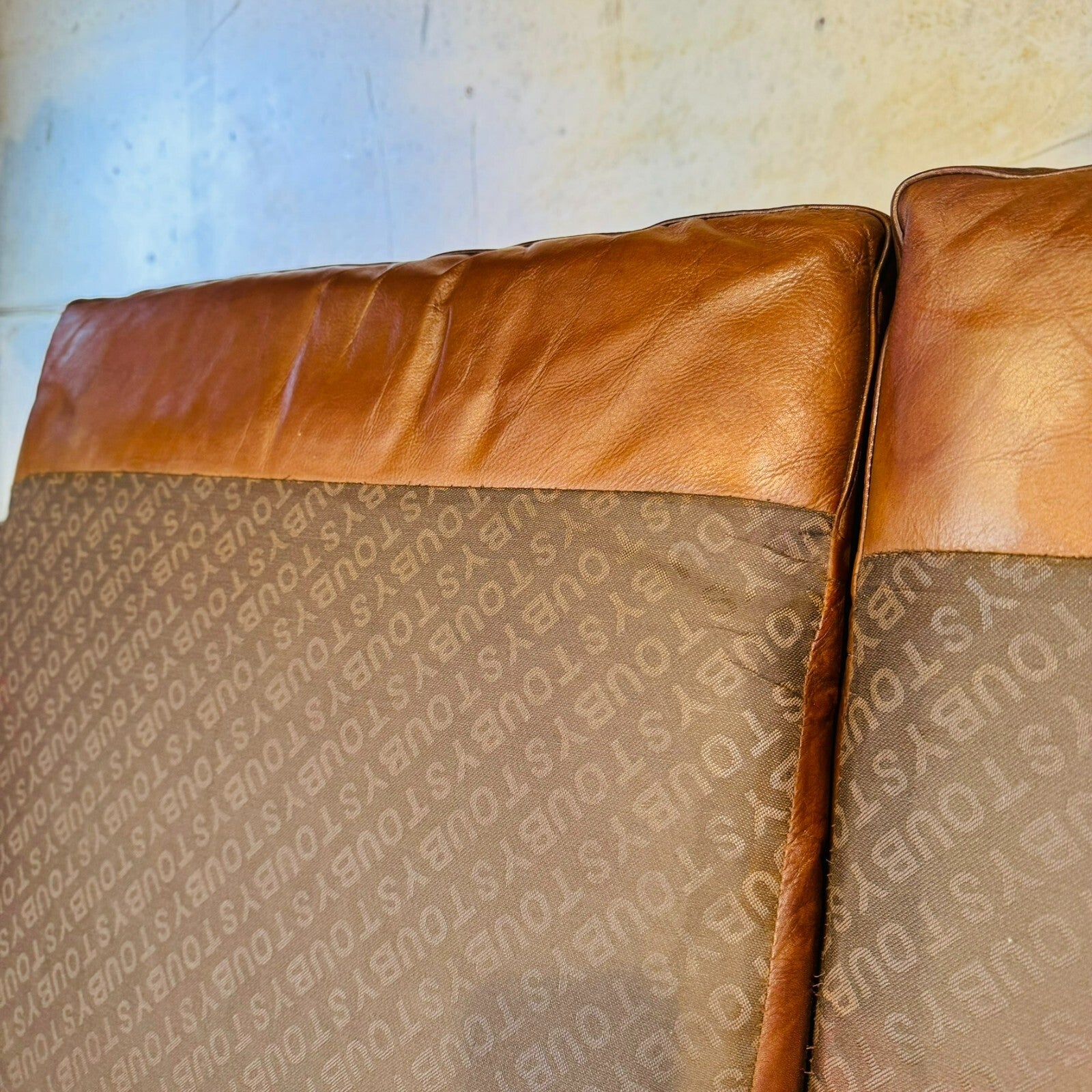 Vintage 1970s Stouby Tan Leather 2.5 Seater Sofa Børge Mogensen Style