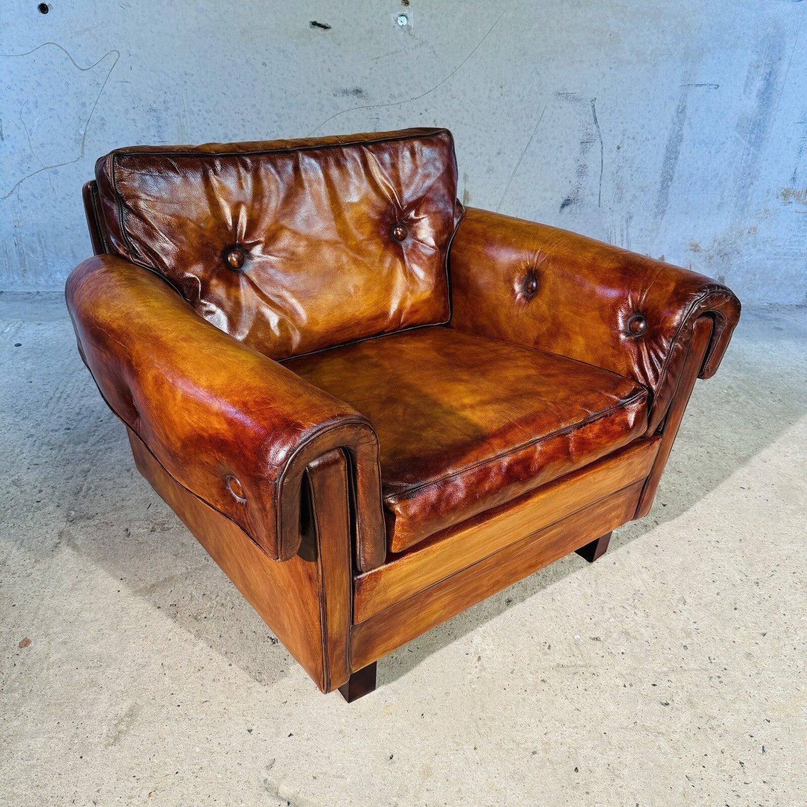 Vintage 1970s Danish Svend Skippers  Leather Sofa Two-Seater and Chair Set #A242