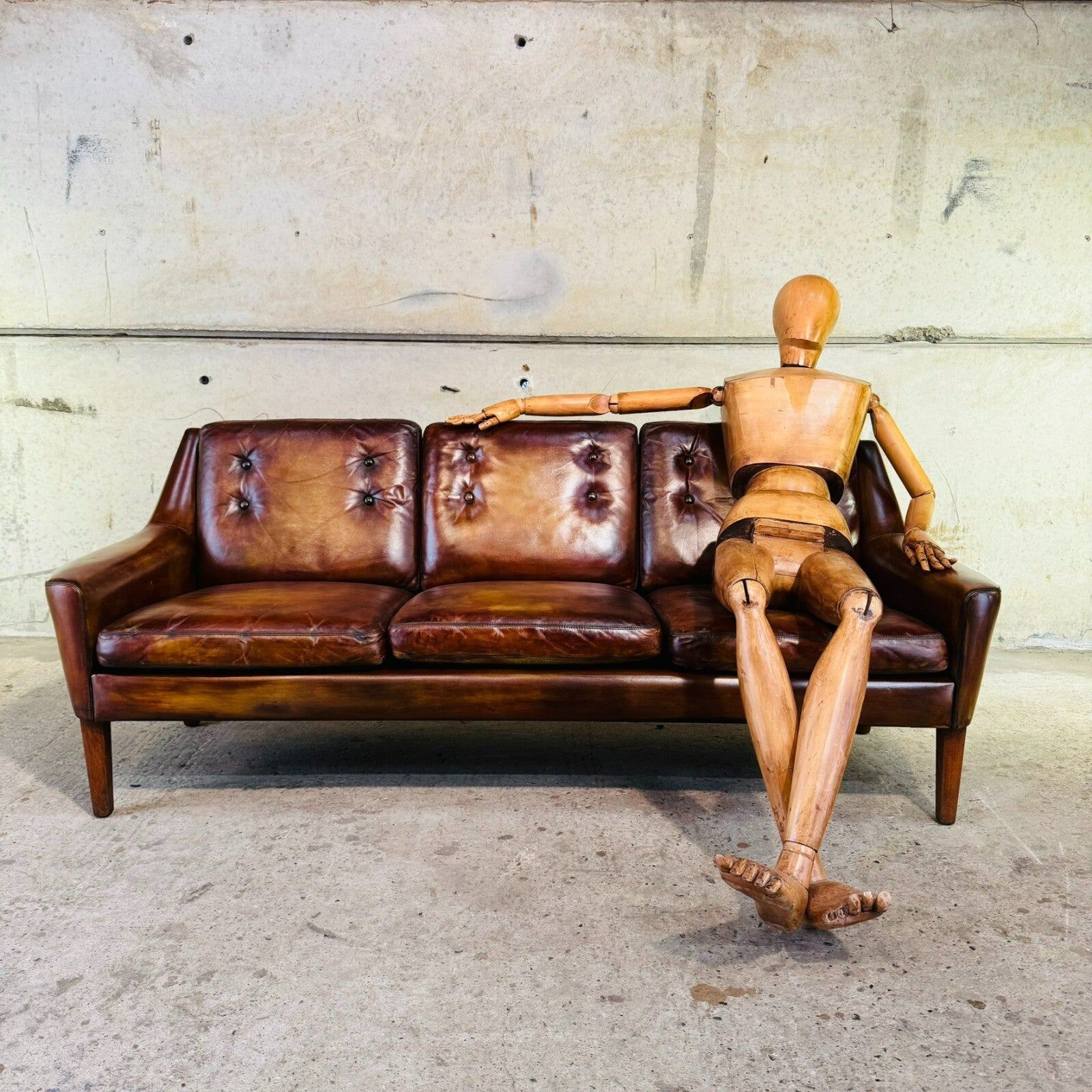 Vintage 1960s Ulferts Tibro Swedish Leather Sofa – Tan Leather