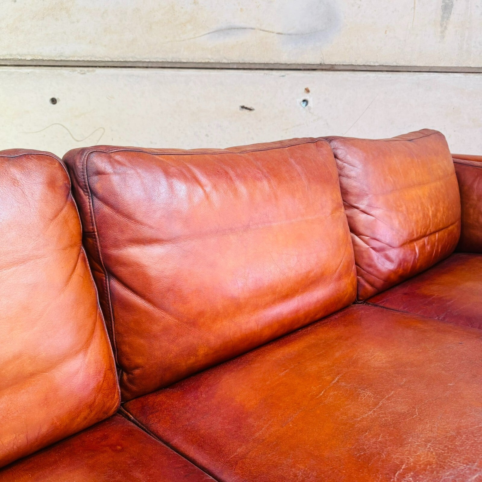 Danish 1970s Cognac Leather Three-Seater Sofa by Mogens Hansen