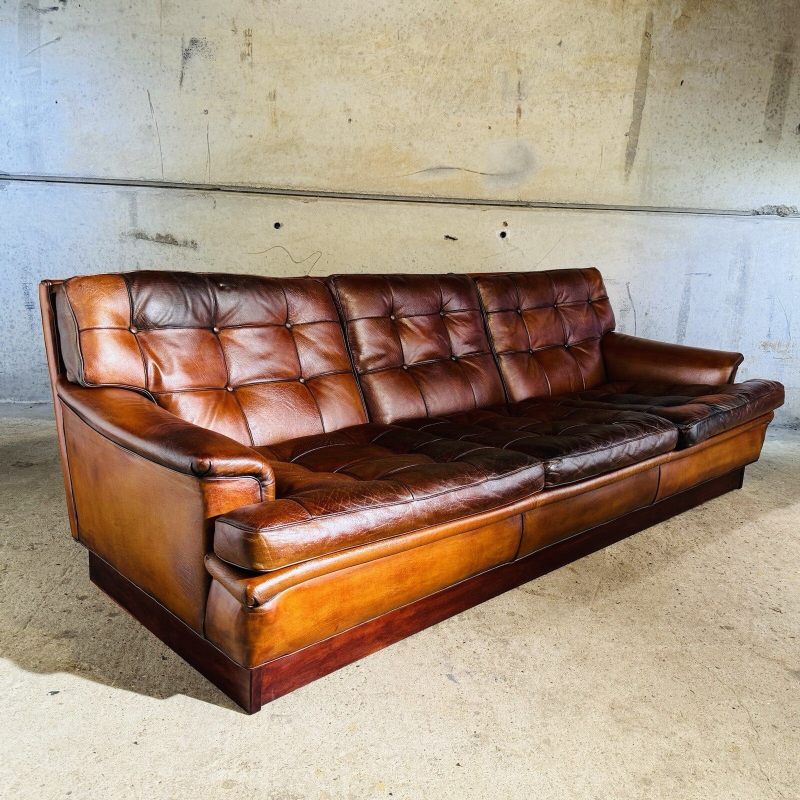 Vintage 1970s "Mexico" Sofa by Arne Norell Three-Seater Tan Leather