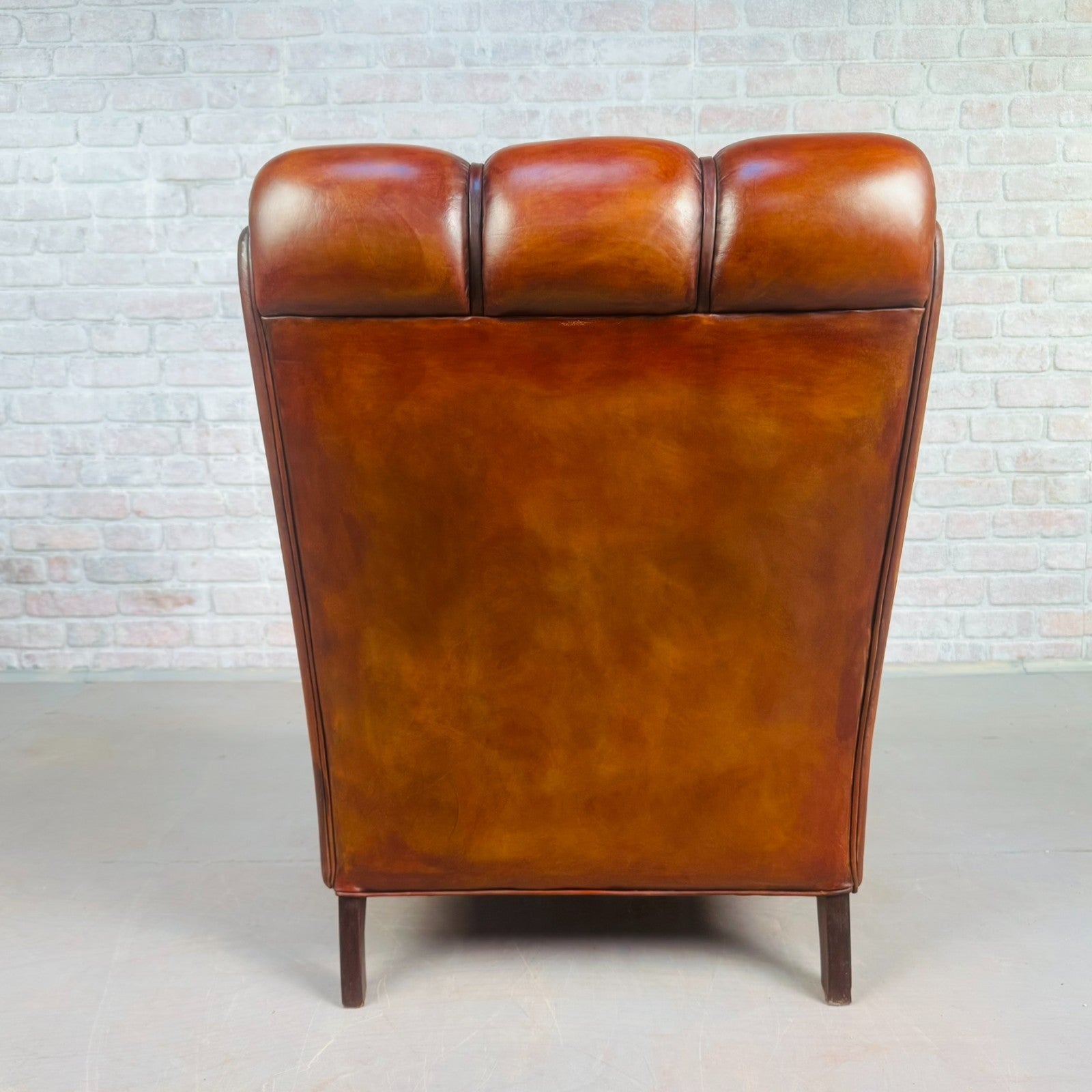 Vintage Danish High Back Tan Leather Armchair