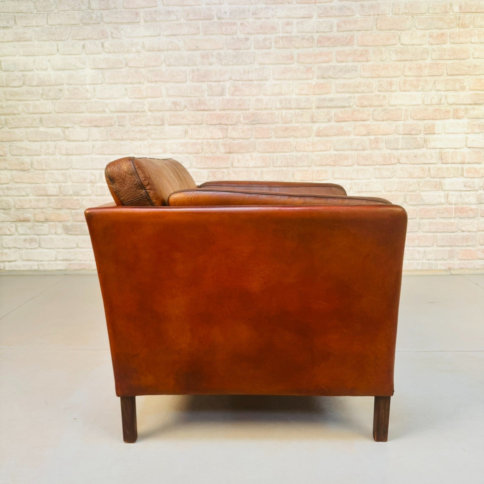 Vintage 1970s Danish Buffalo Leather Armchair | Hand Dyed Tan Leather