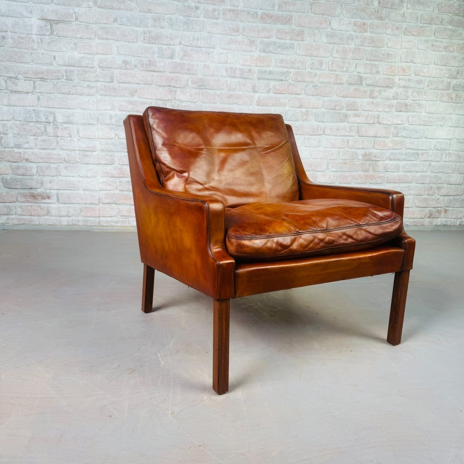 Vintage Danish 1970s Thams Kvalitet Tan Leather Chair
