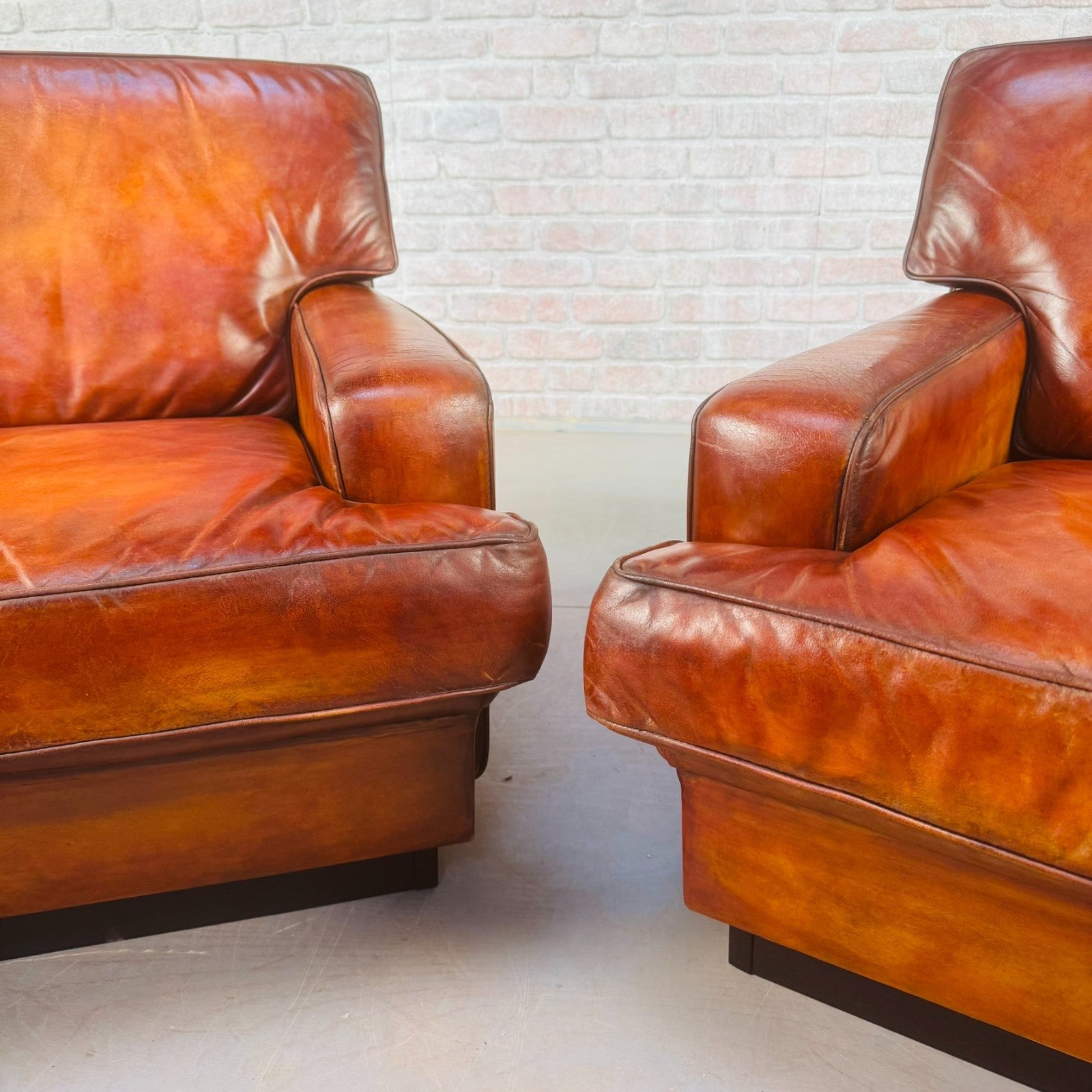 Pair of Arne Norell Swedish Tan Leather Lounge Chairs