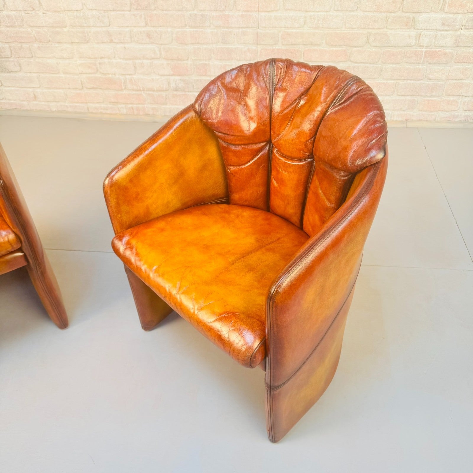 Pair of Vintage Danish Stouby Tub Chairs | Hand Dyed Tan Leather