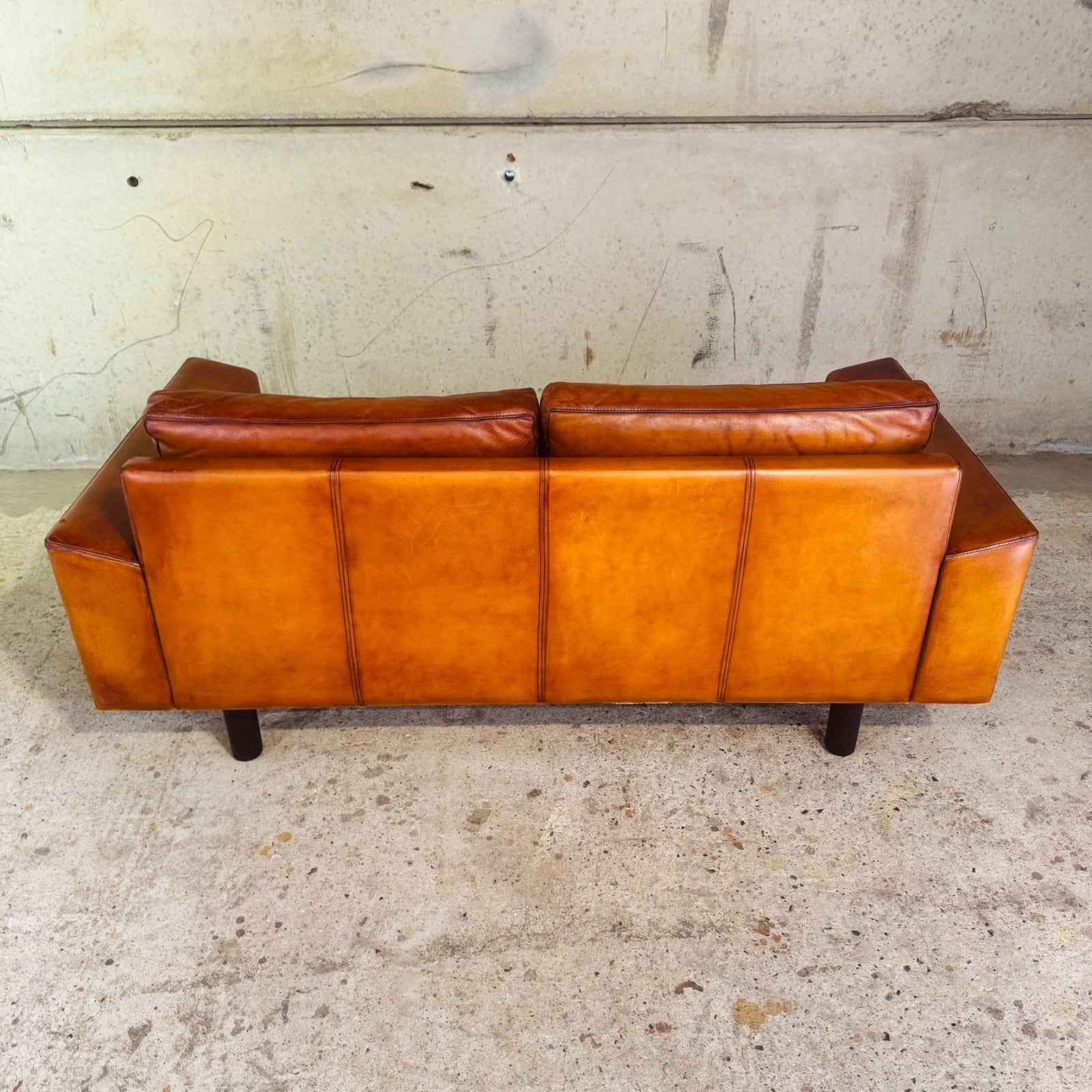 Vintage Pair of Mogens Hansen Tan Leather Two-Seater Sofas
