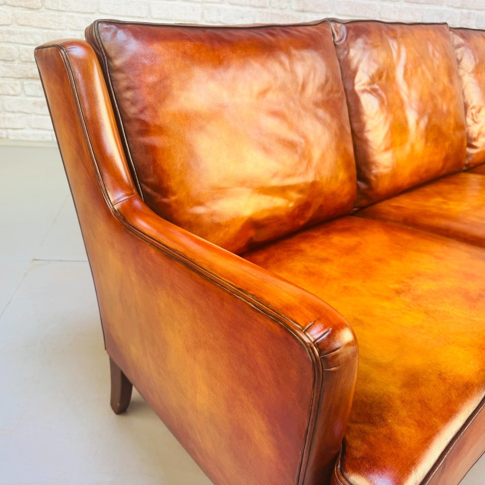 Vintage Danish Three Seater Tan Leather Sofa