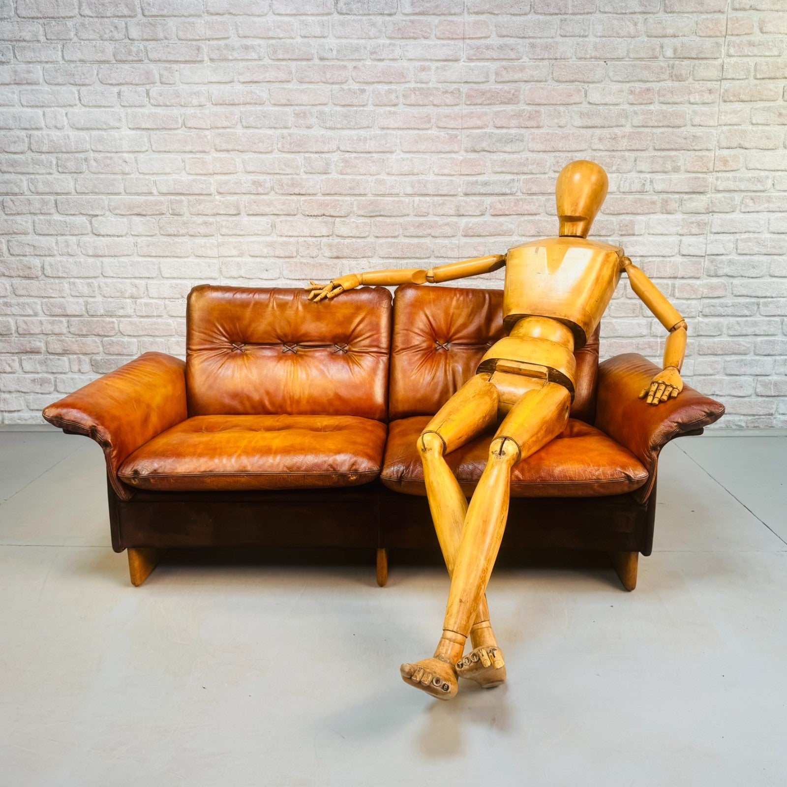 Vintage De Sede Two Seater Tan Leather Sofa