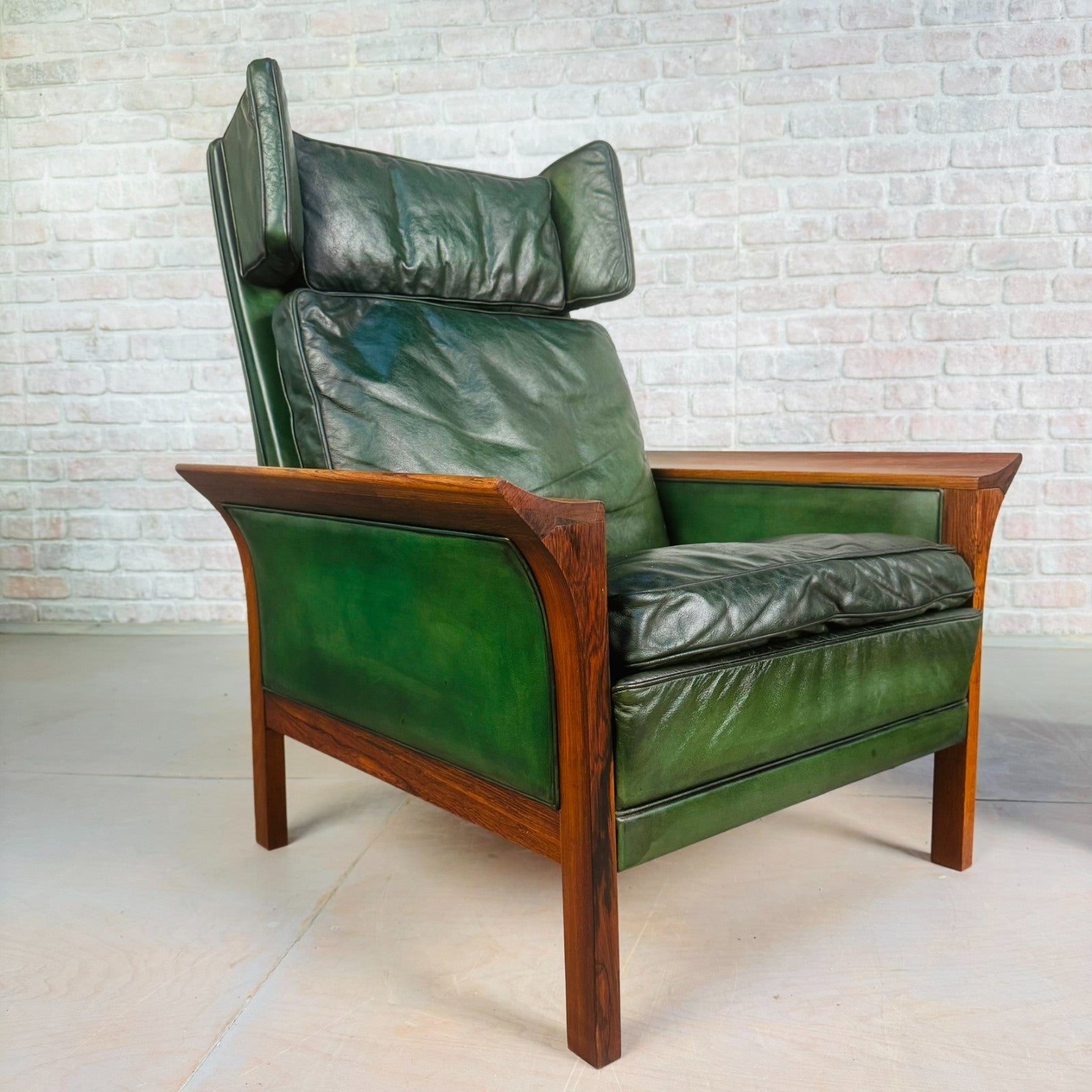 1960s Danish Green Leather Three-Seater Sofa & His & Hers Armchairs Golstrup