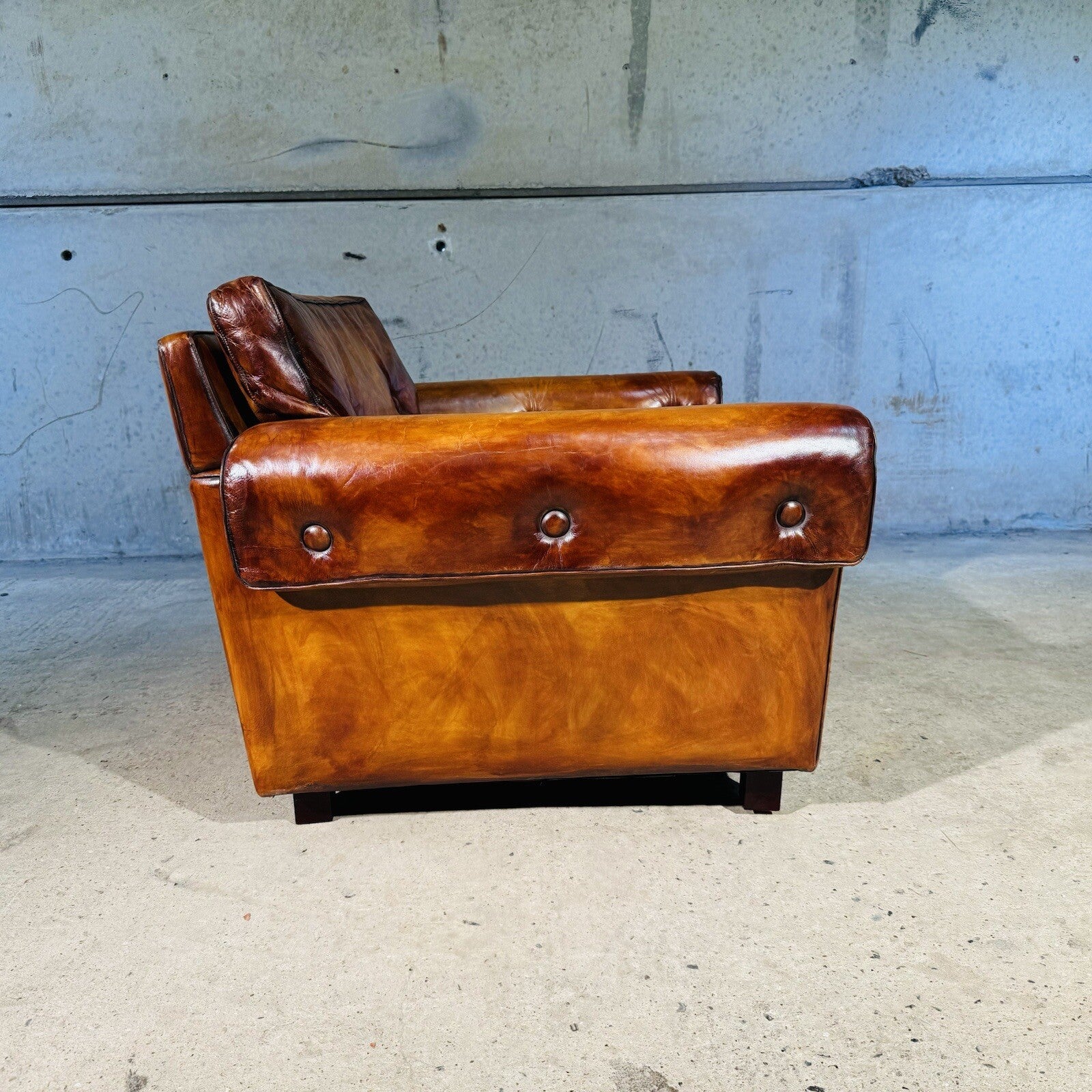 Vintage 1970s Danish Svend Skippers  Leather Sofa Two-Seater and Chair Set #A242