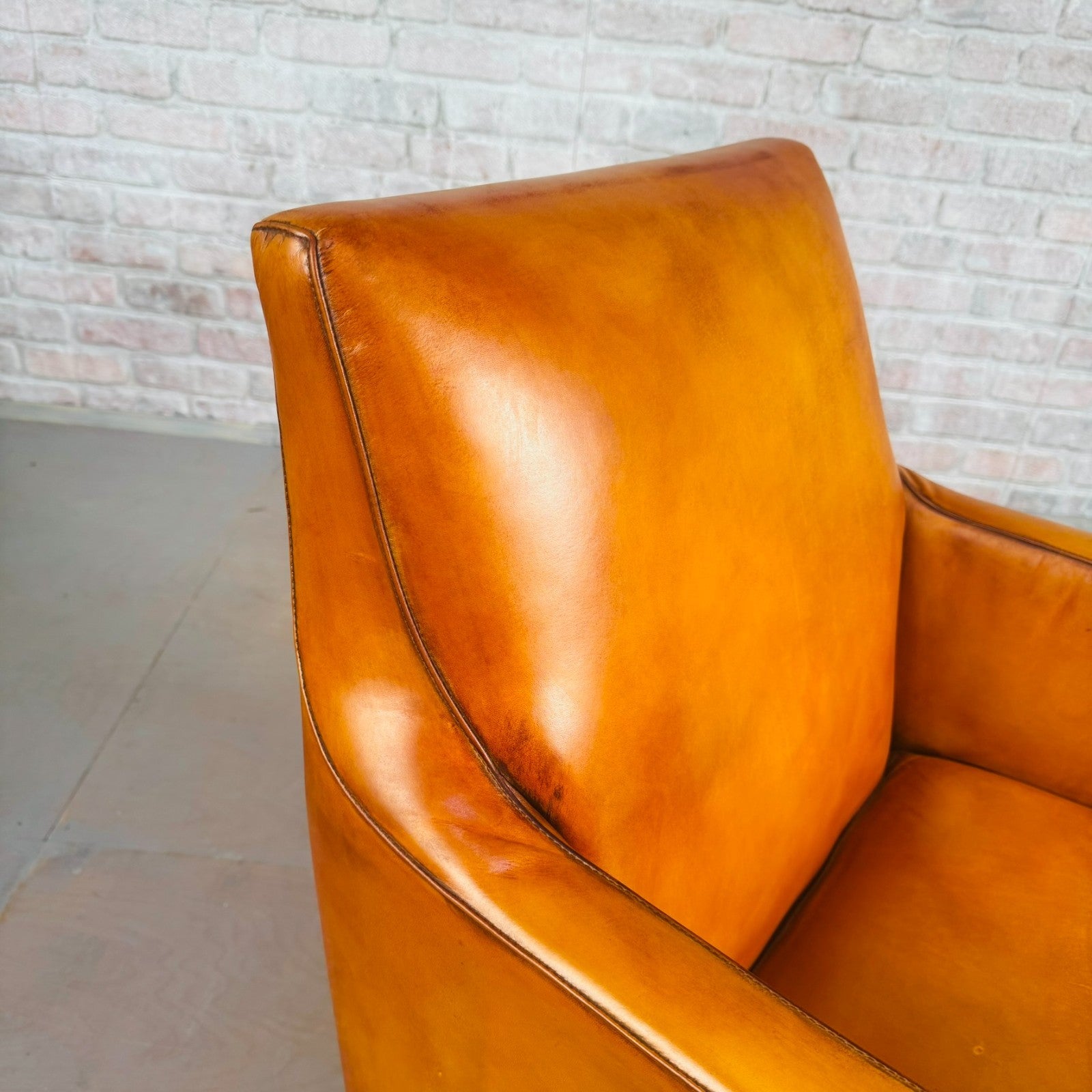 Vintage Light Tan Leather Armchair