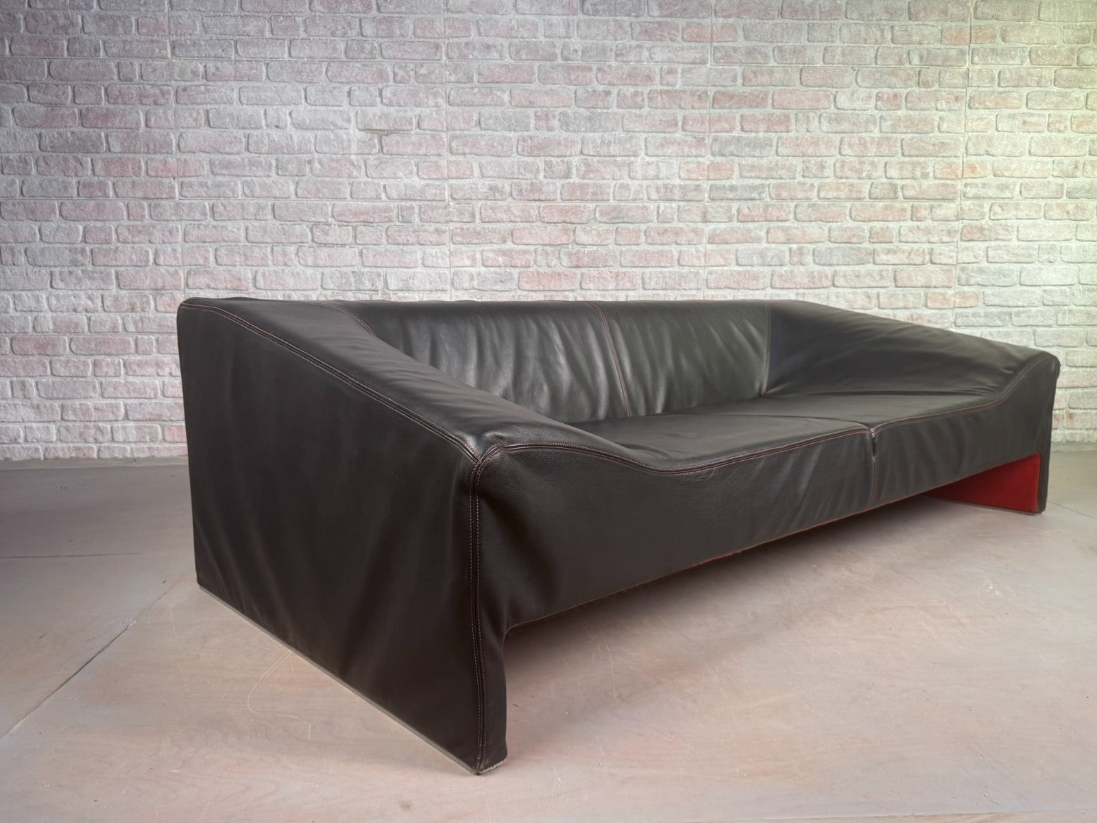 Black Leather Three-Seater Malmo Sofa Designed by Patricia Urquiola for Moroso