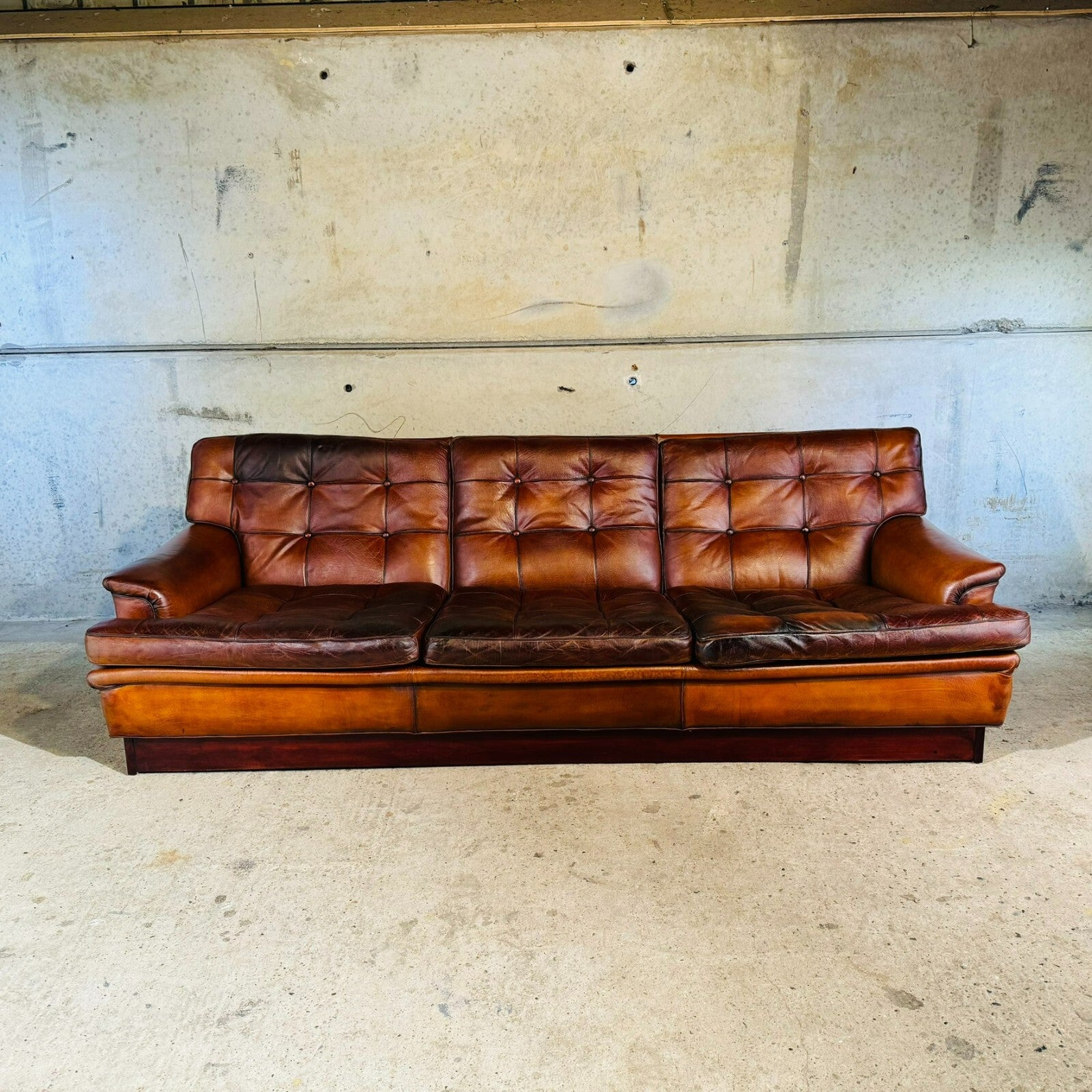 Vintage 1970s "Mexico" Sofa by Arne Norell Three-Seater Tan Leather