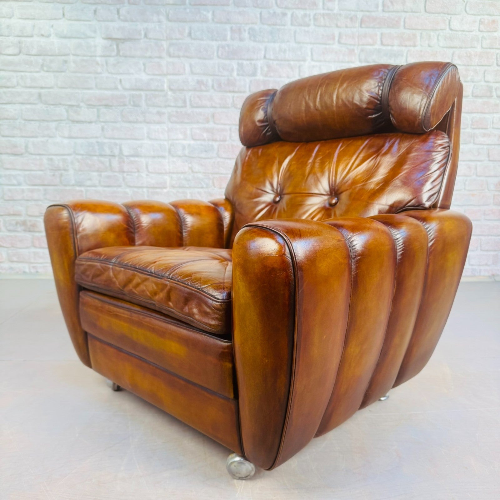 Vintage 1970s Svend Skipper Danish Tan Leather Armchair – Beautiful Patina