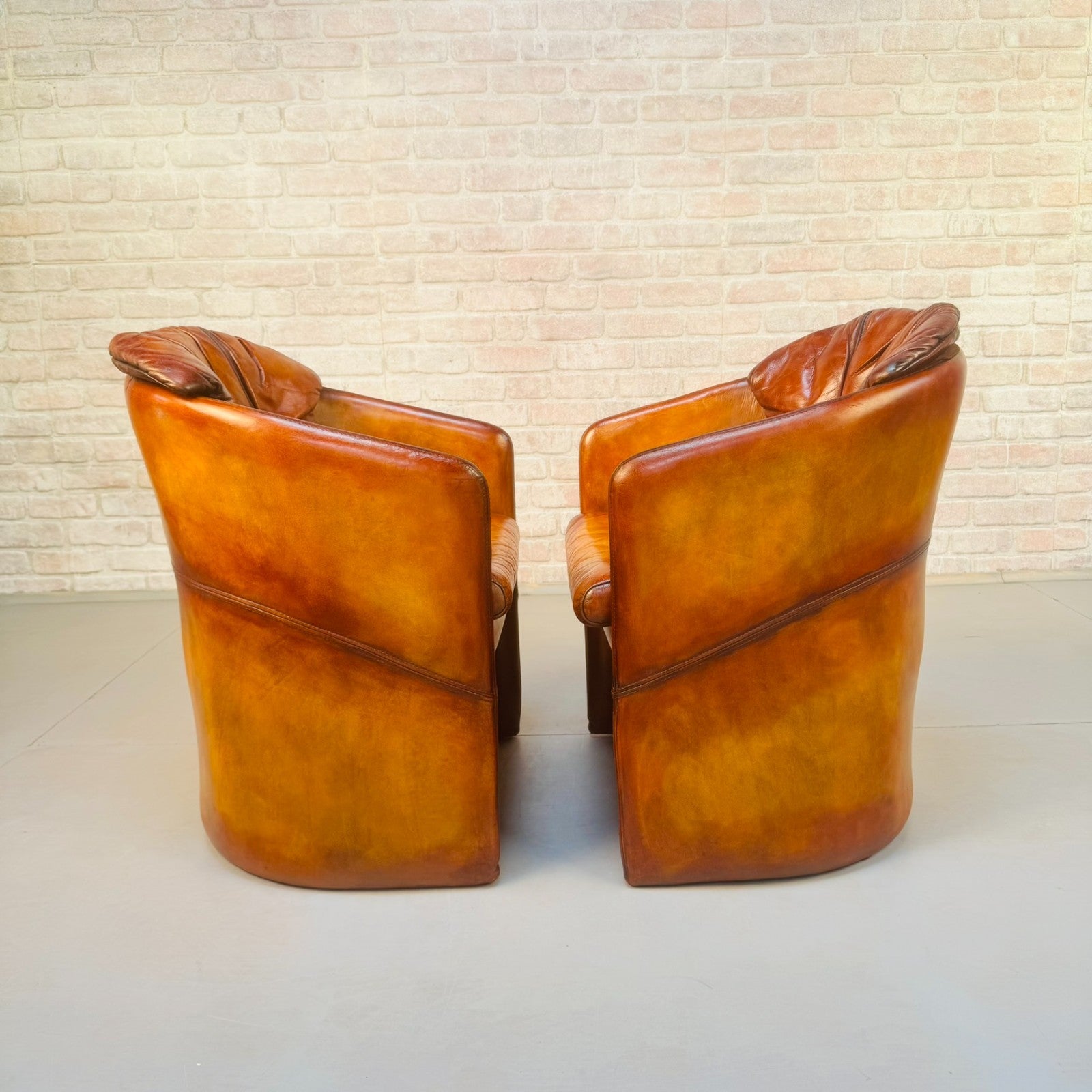 Pair of Vintage Danish Stouby Tub Chairs | Hand Dyed Tan Leather