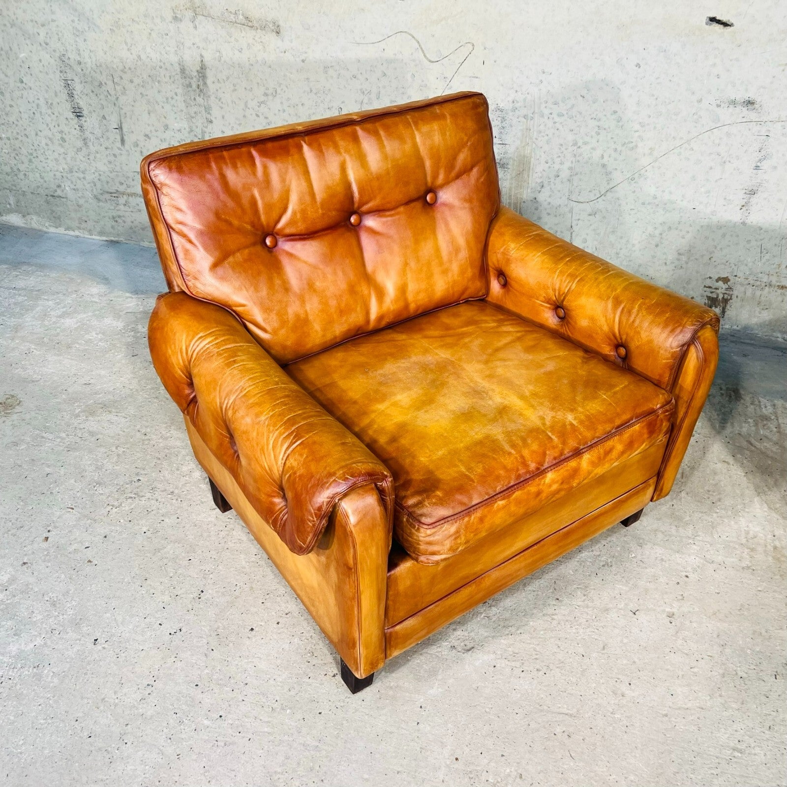 Pair of Vintage Danish 1970s Light Tan Leather Armchairs