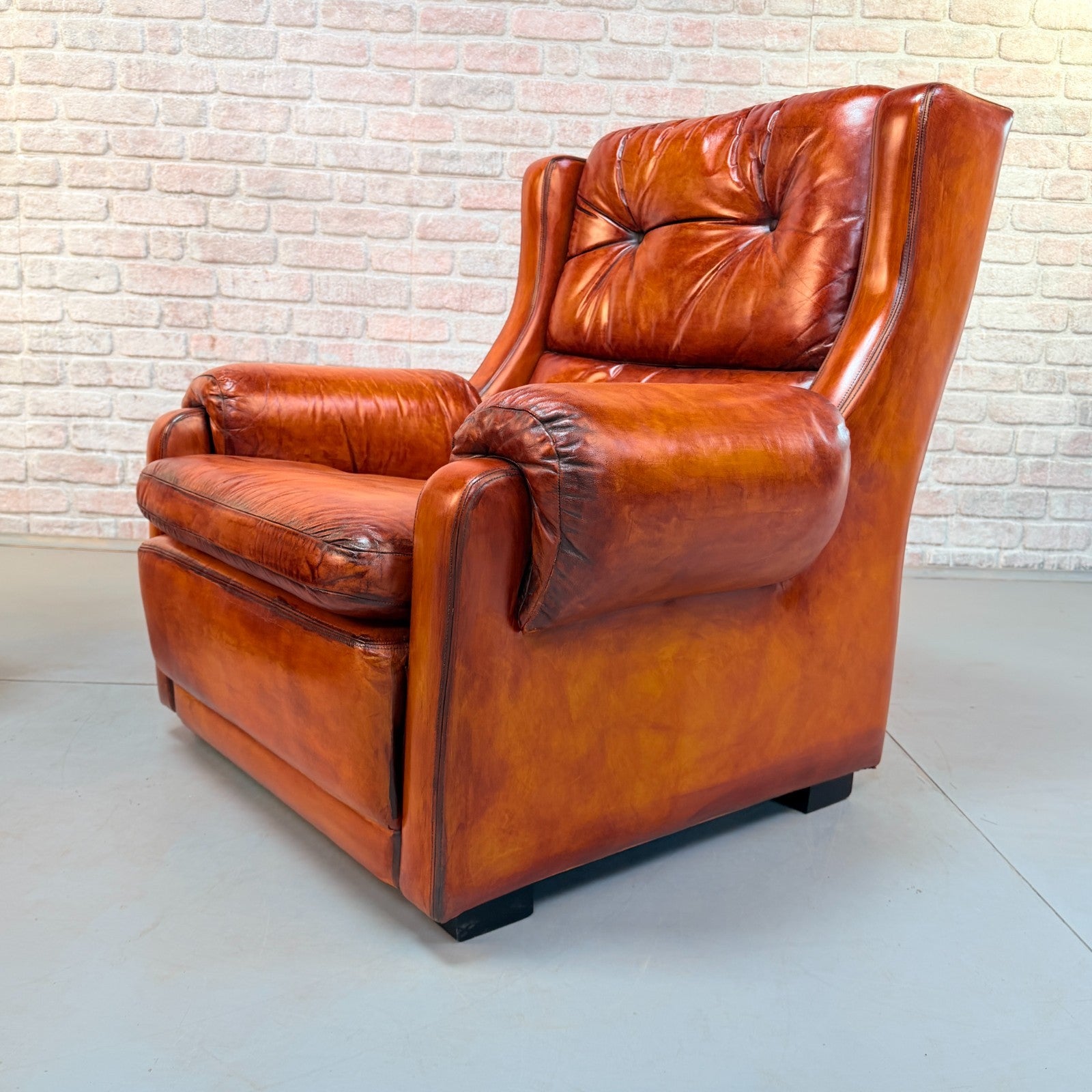 Pair of Mid-20th Century English Gimson & Slater Cognac Leather Armchairs