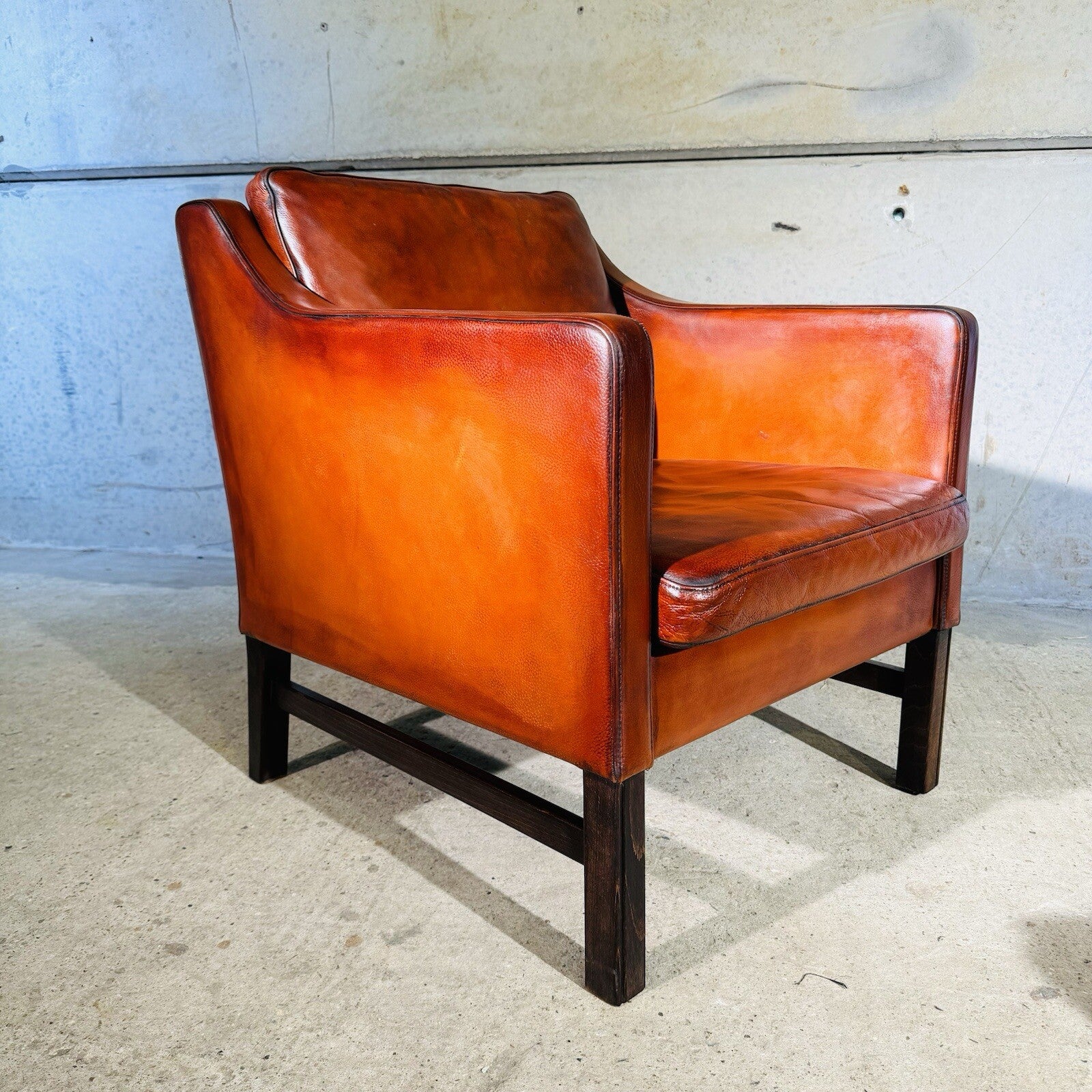 Fantastic 1970s Vintage Danish Cognac Leather Armchair & Footstool