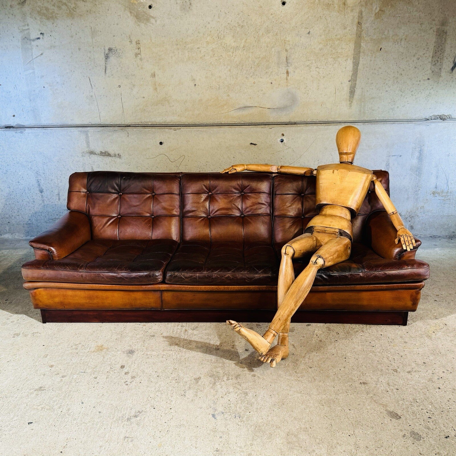 Vintage 1970s "Mexico" Sofa by Arne Norell Three-Seater Tan Leather