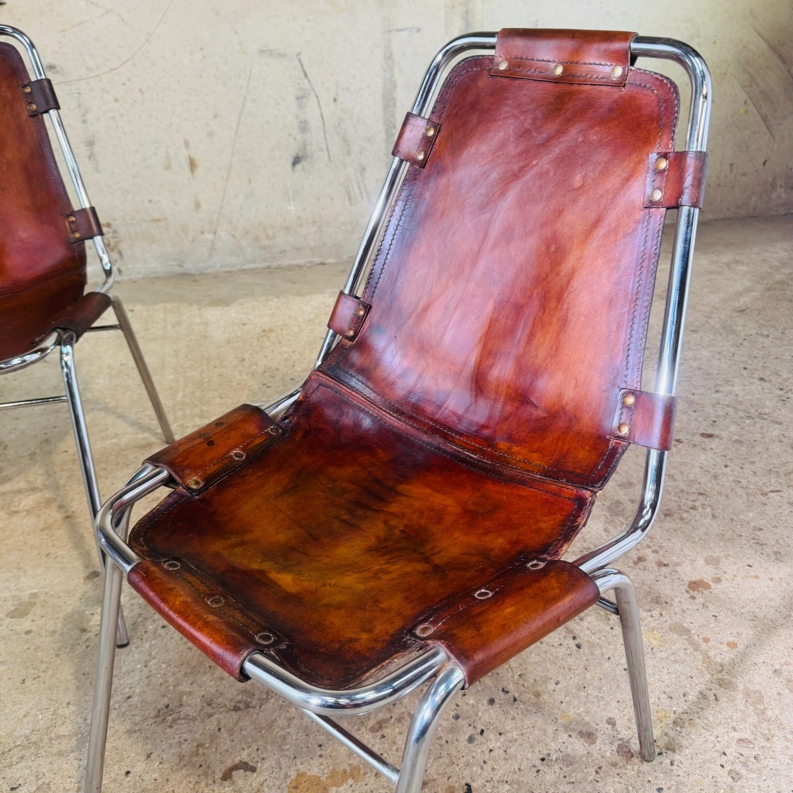 4 Les Arcs Chair – Tan Leather Iconic 1960s Design by Charlotte Perriand