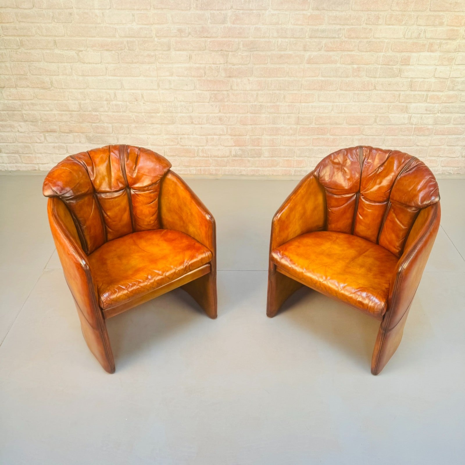 Pair of Vintage Danish Stouby Tub Chairs | Hand Dyed Tan Leather