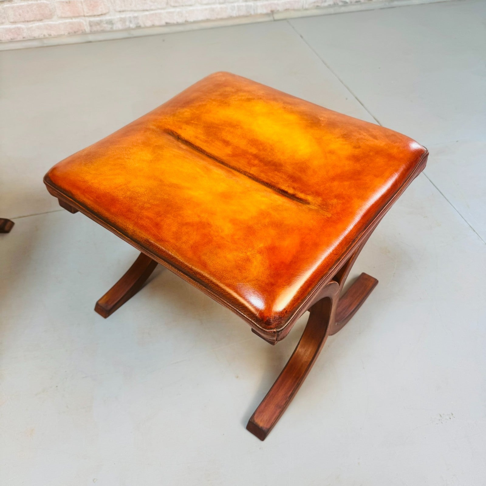 Vintage Danish Mogens Hansen Tan Leather Easy Chair & Footstool