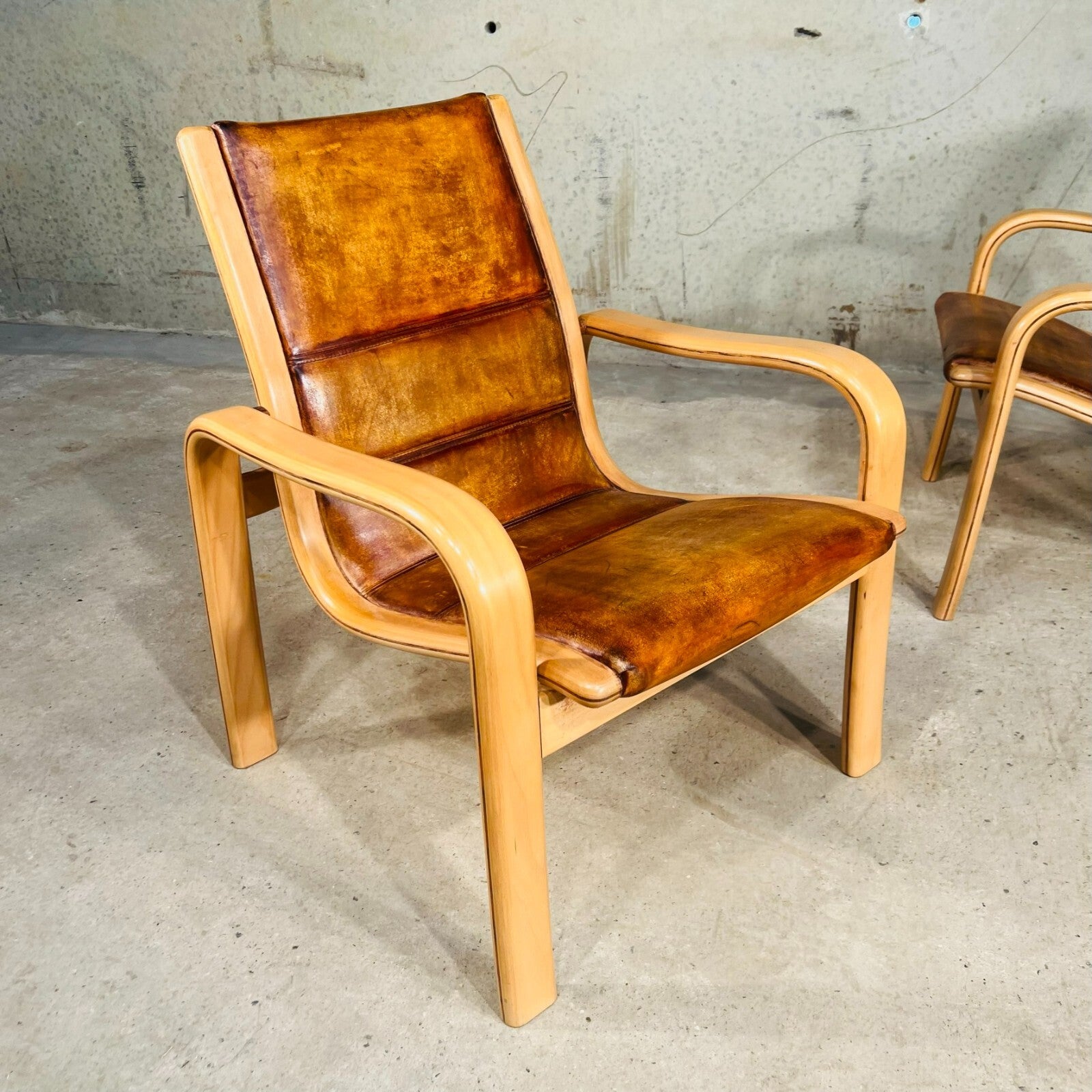 Vintage Pair of Leather Armchairs by Yngve Elstrom for Swedese