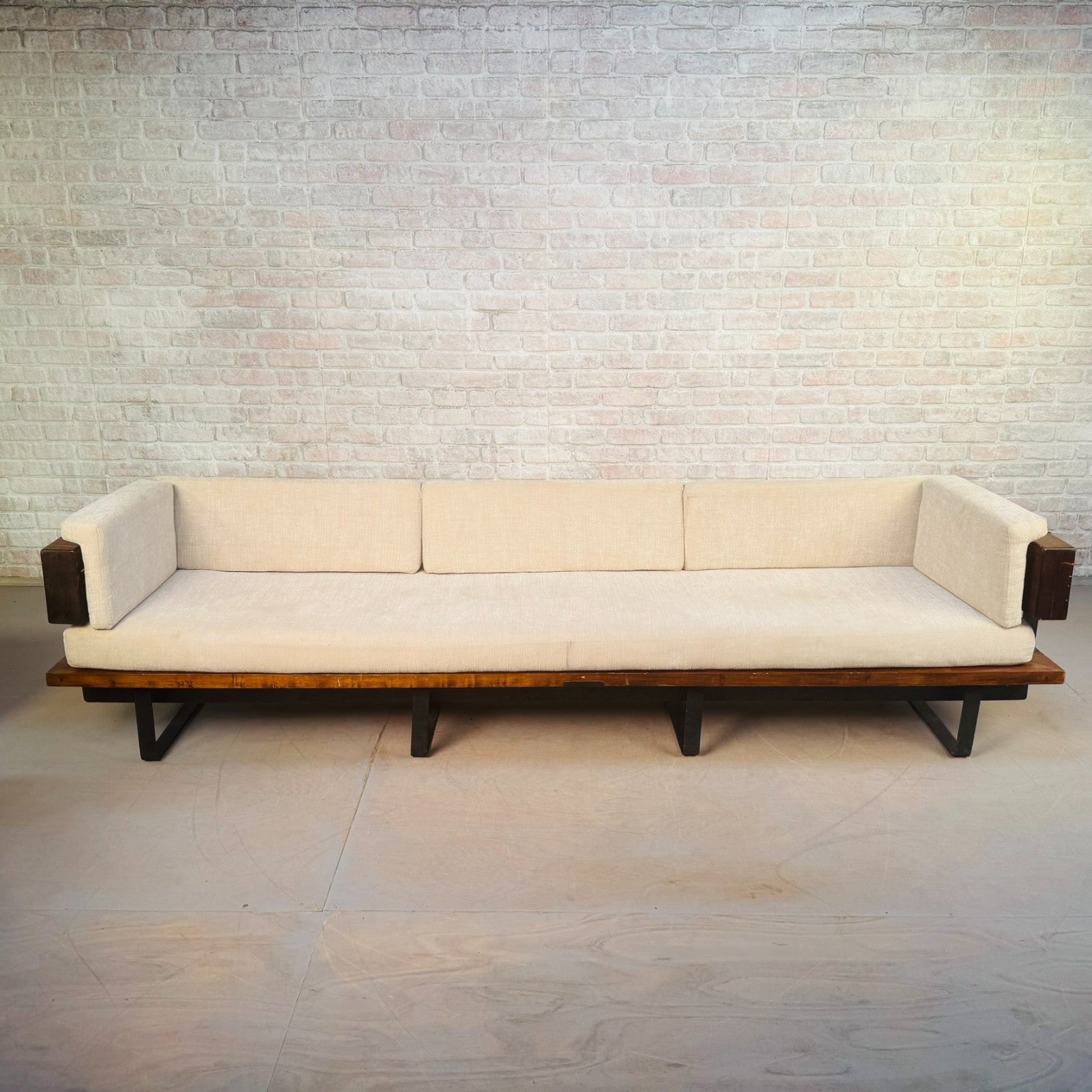 Very Long Mid-Century Inspired Rustic 4 Seater Sofa