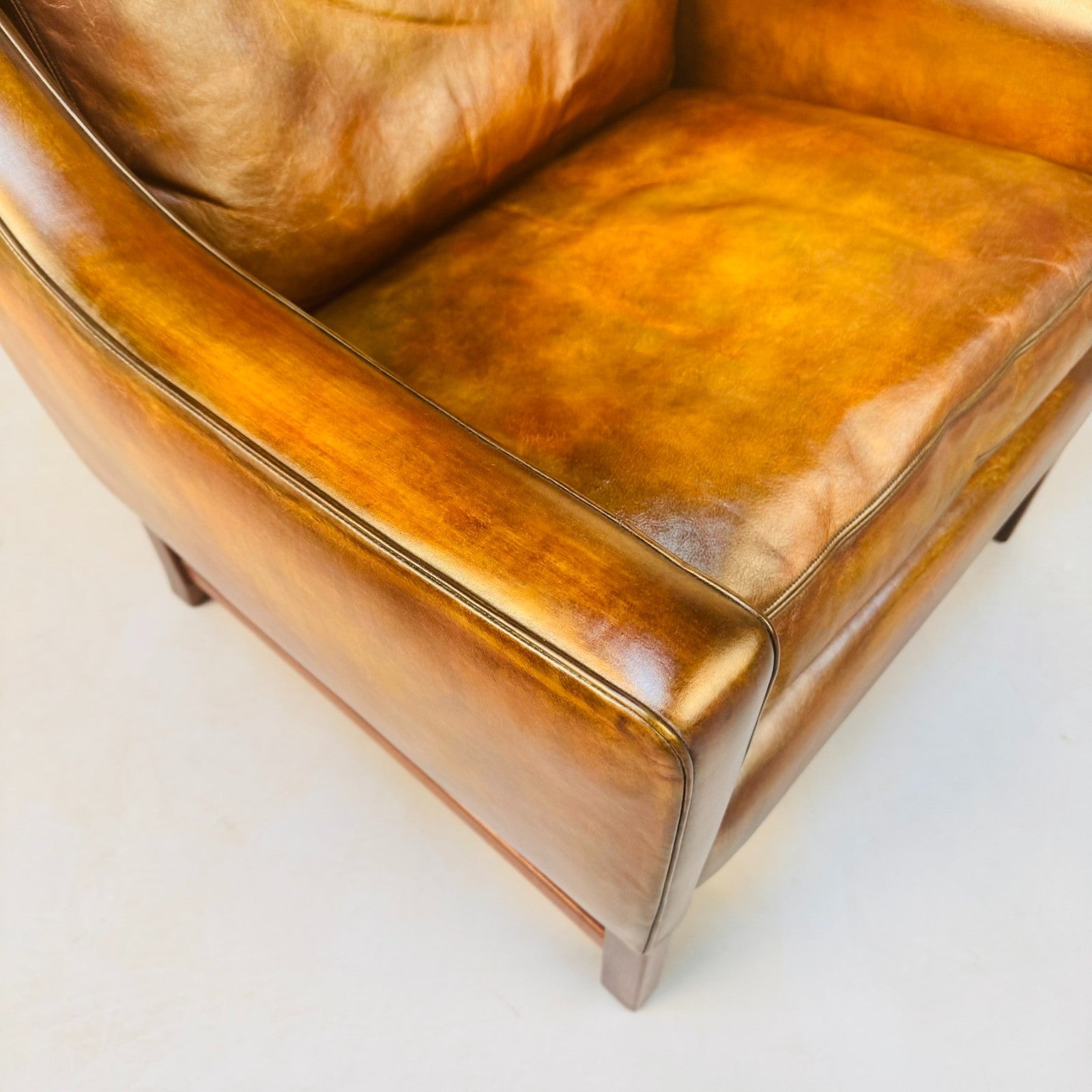 Vintage 1960s Fredrik Kayser Wingback Tan Leather Chair for Vatne Møbler