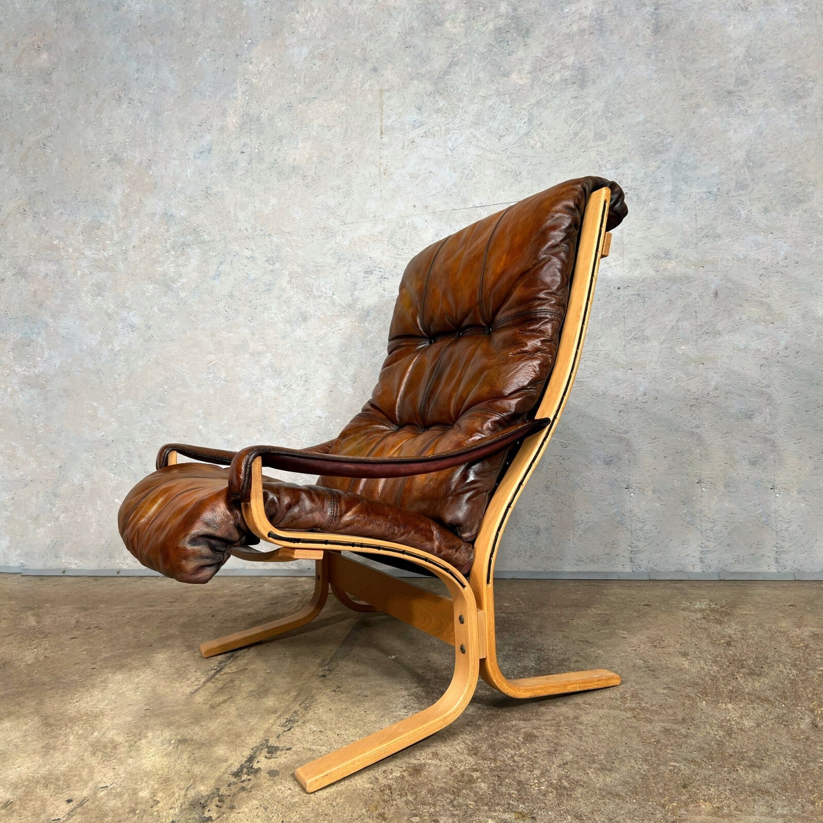 Large Ingmar Relling for Westnofa Norway Tan Leather Armchair