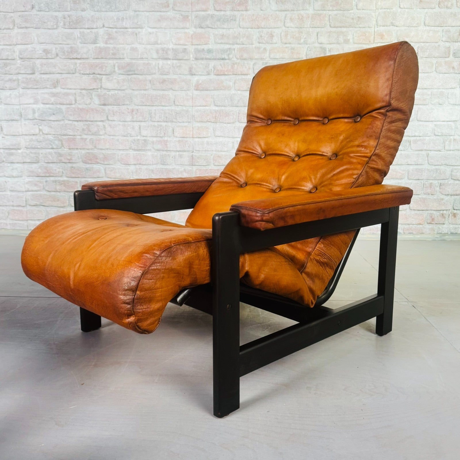 Vintage Danish Tan Leather Lounge Chairs – Solid Beech Frame